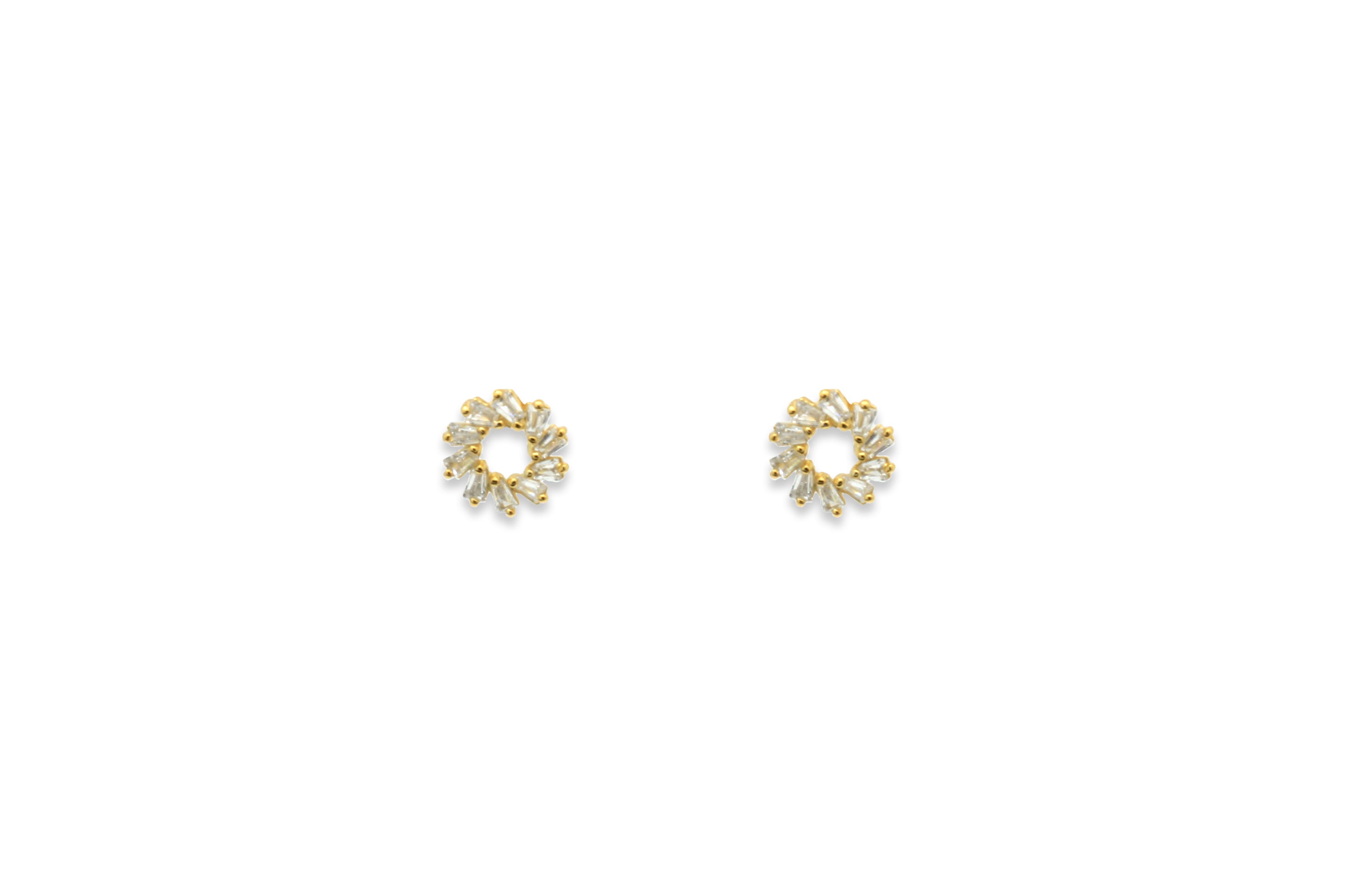 Maeve Gold Hollow CZ Stud Earrings - Boho Betty