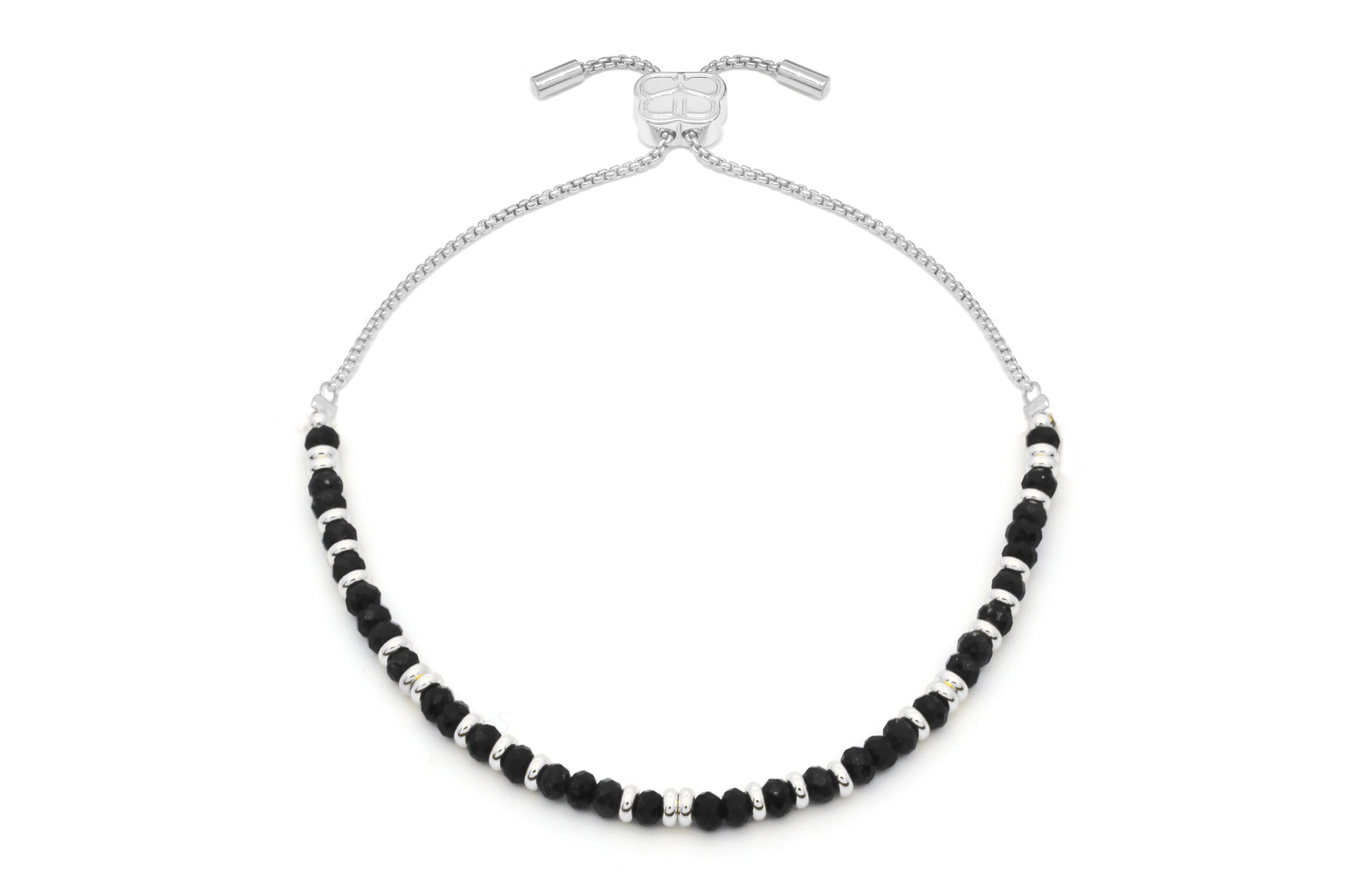 Mystical Black Spinel Silver Bracelet - Boho Betty