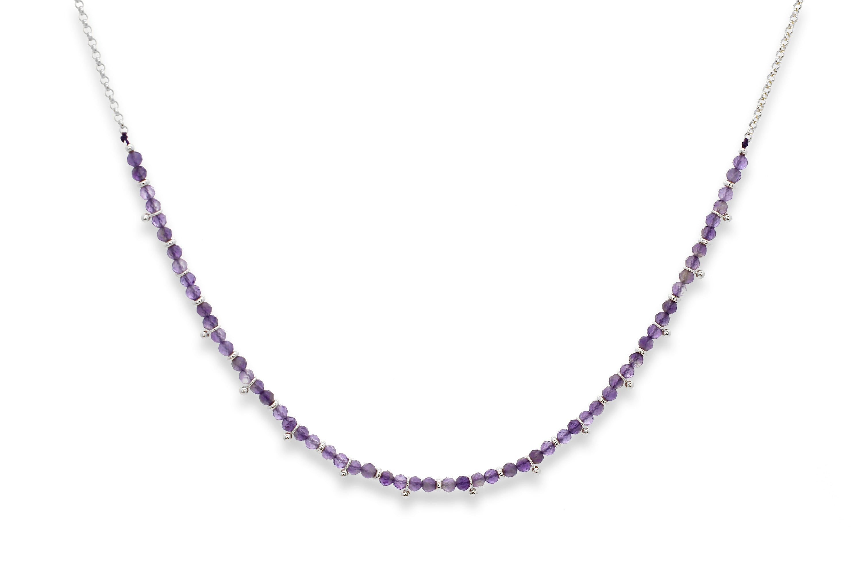 Salus Amethyst Gemstone Silver Necklace - Boho Betty