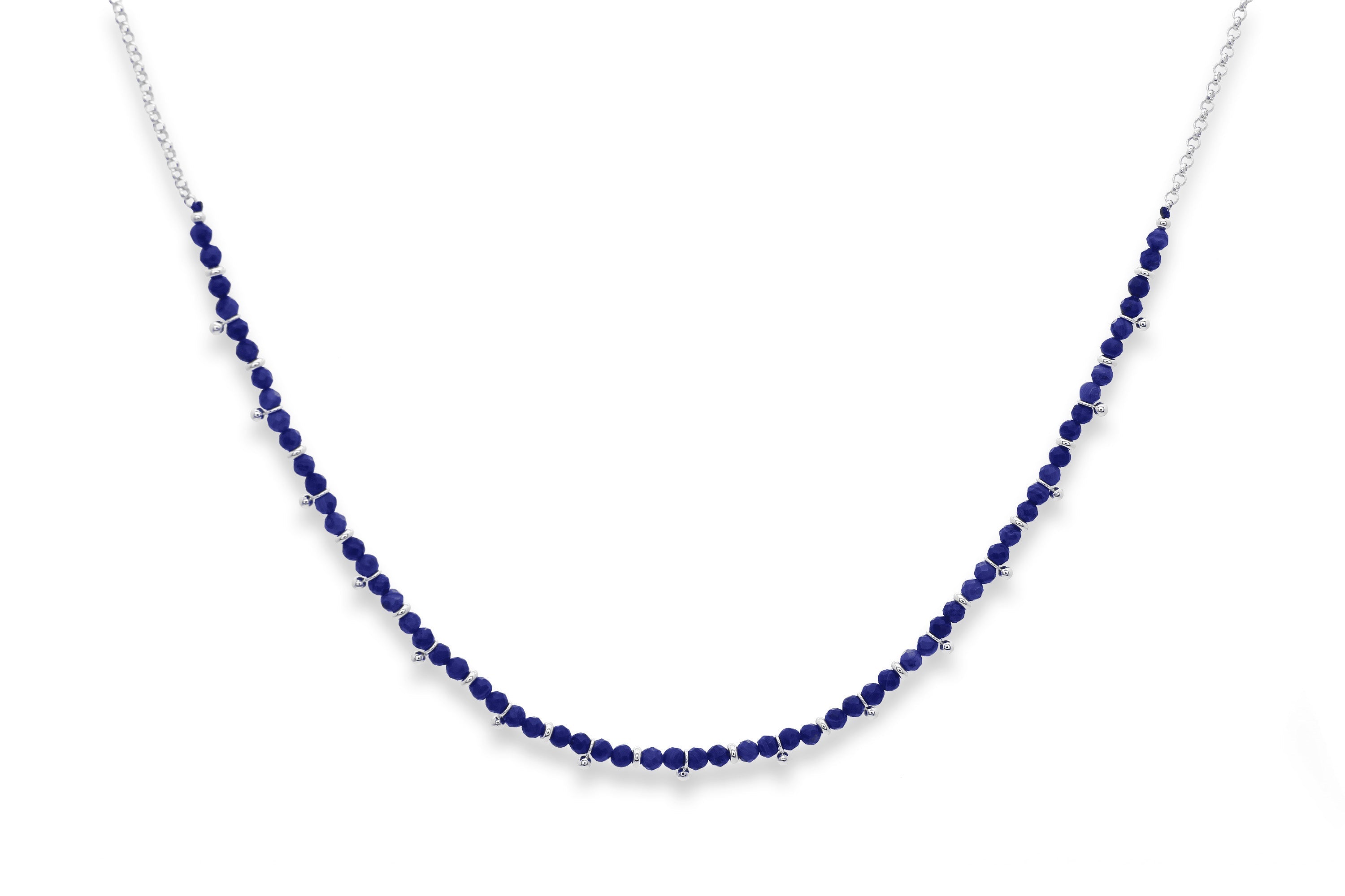 Salus Lapis Lazuli Gemstone Silver Necklace - Boho Betty