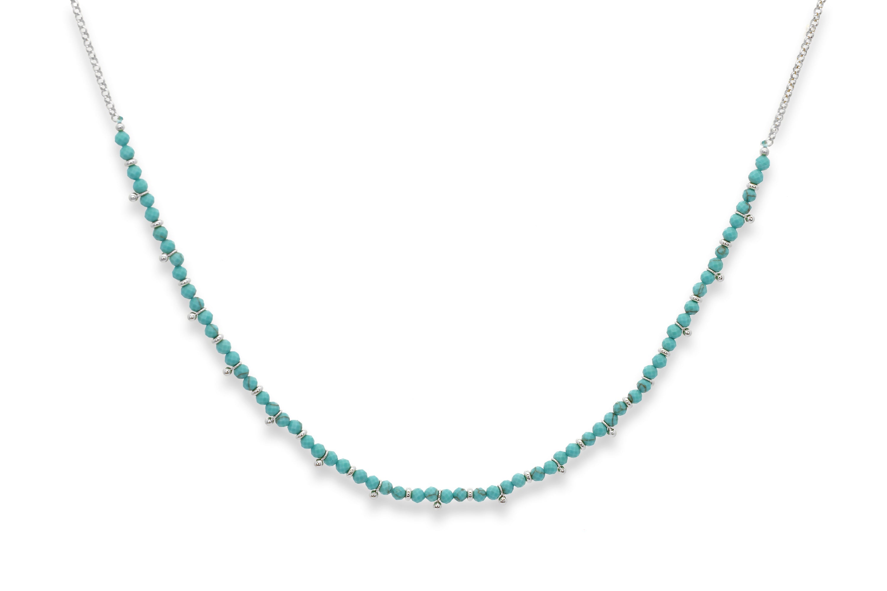 Salus Turquoise Gemstone Silver Necklace - Boho Betty