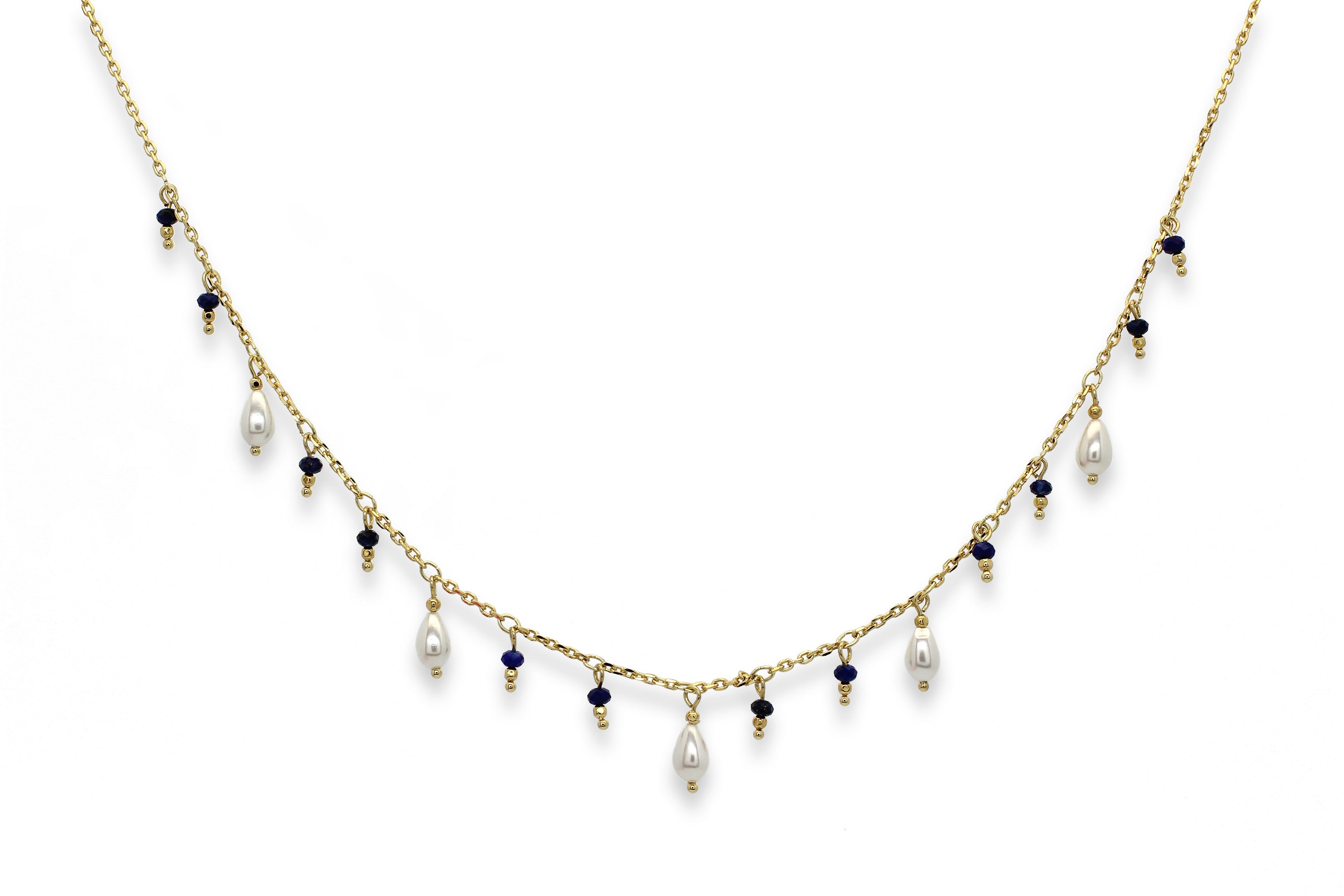 Thaumas Pearl & Lapis Charm Necklace - Boho Betty