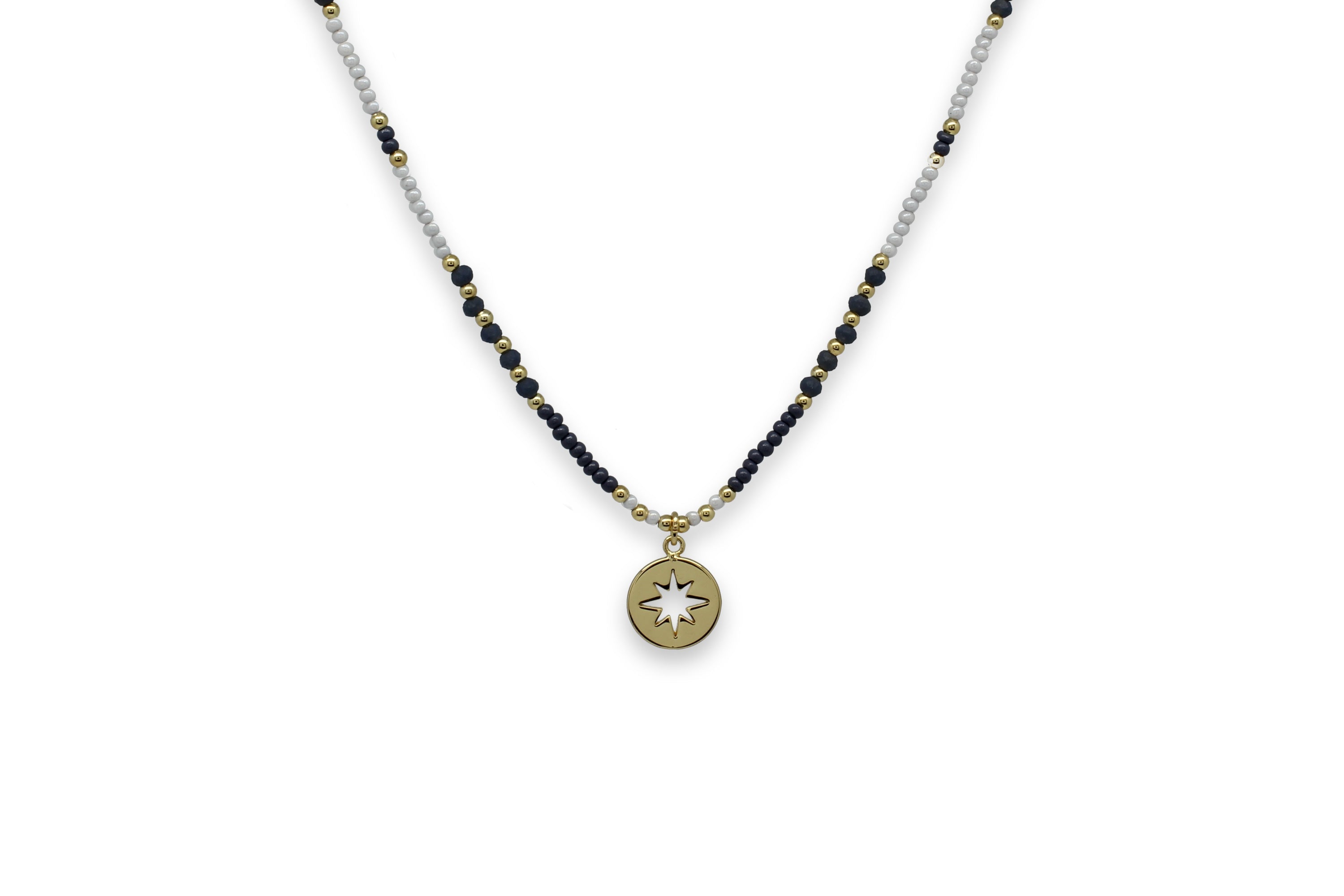 Zeyfros Navy Miyuki Bead Short Necklace - Boho Betty