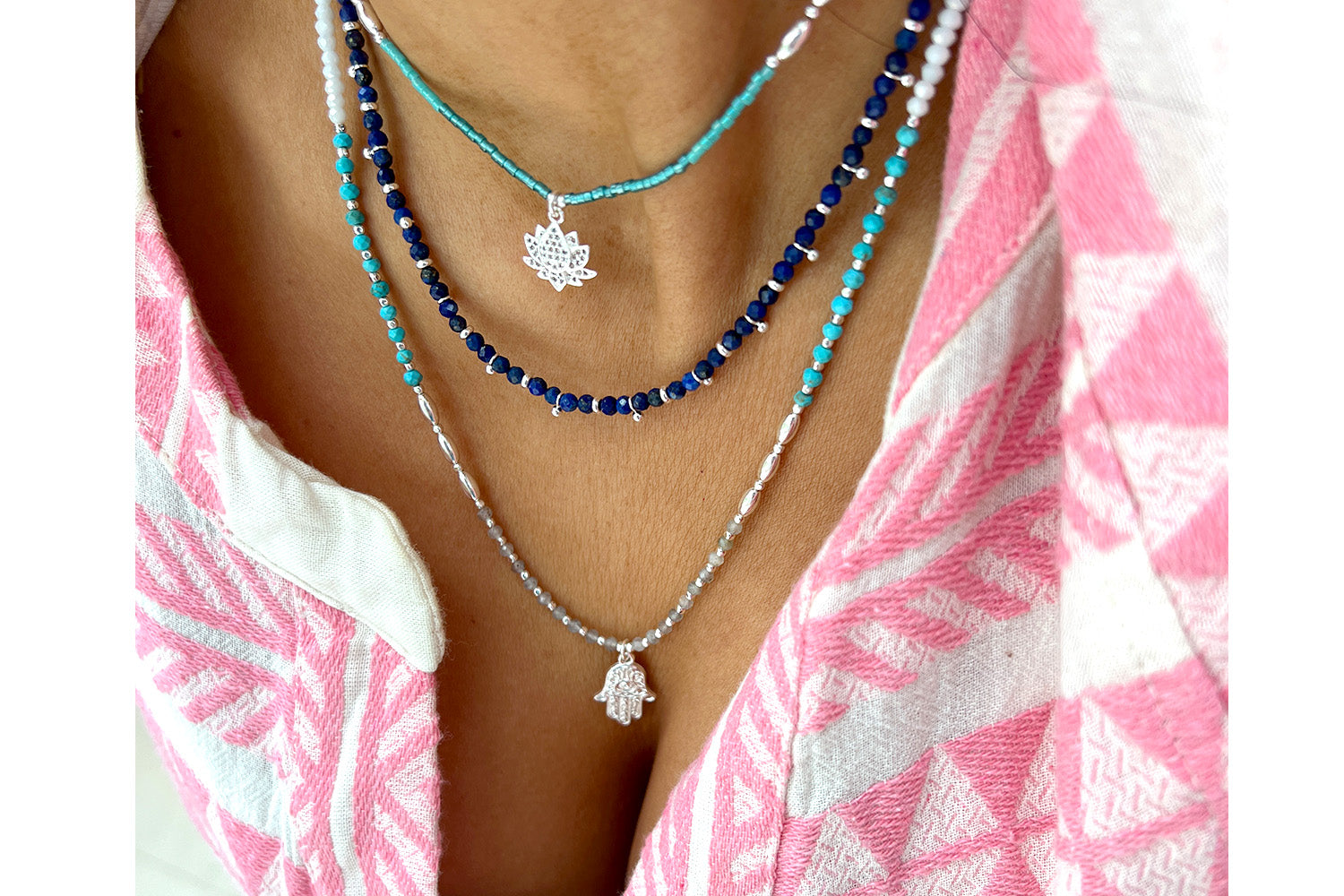 Salus Lapis Lazuli Gemstone Silver Necklace - Boho Betty