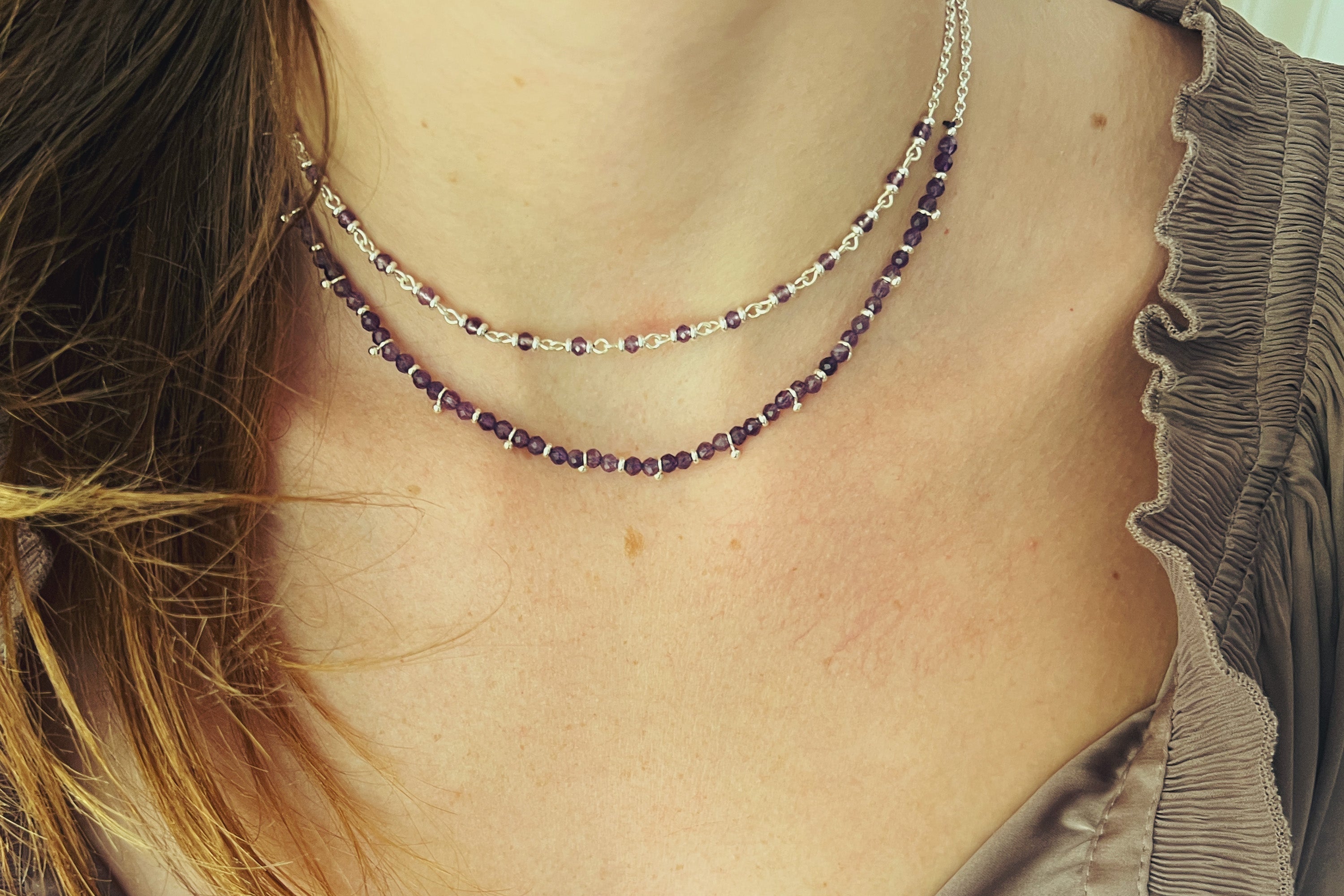 Panacea Amethyst Silver Gemstone Necklace - Boho Betty