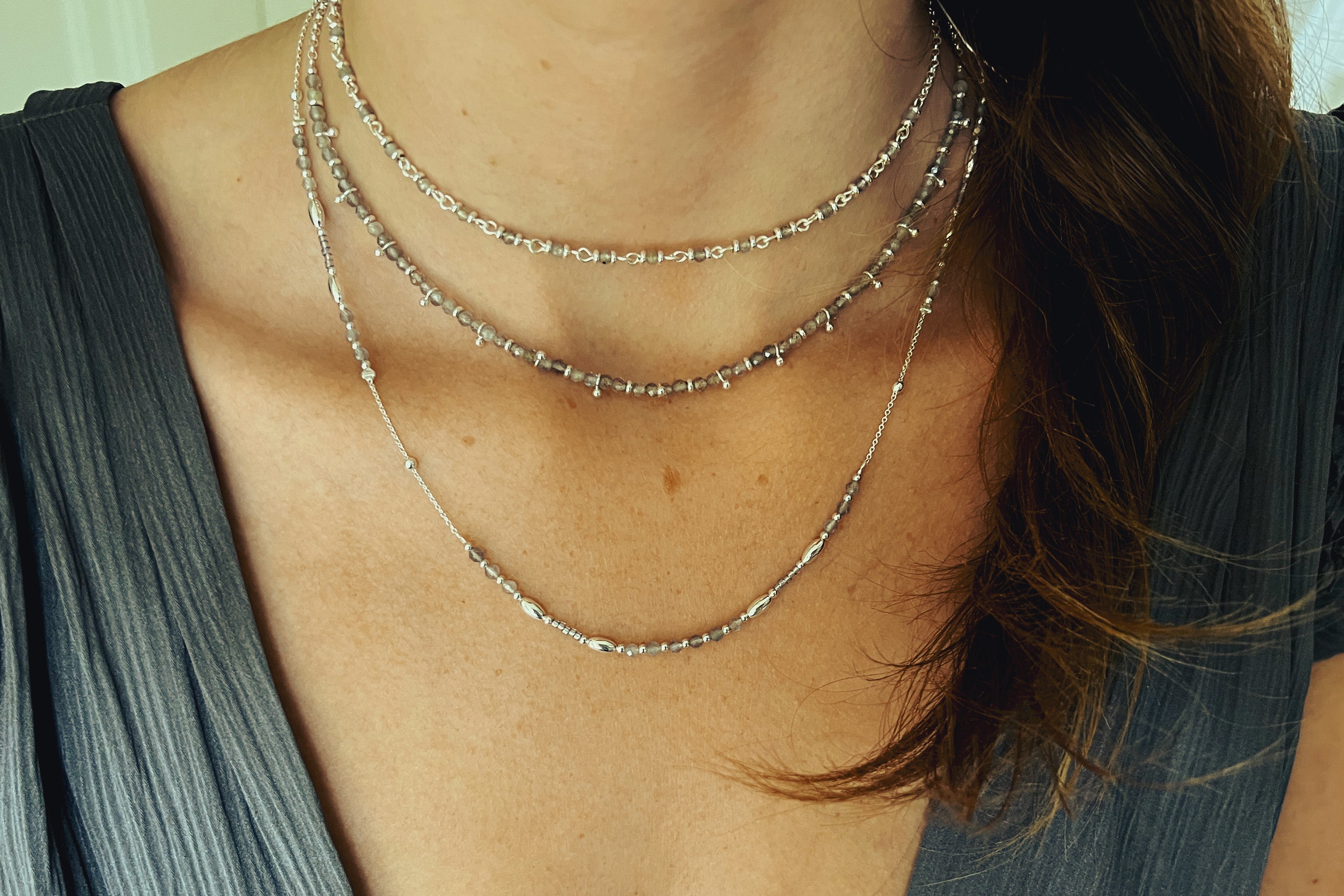 Horus Labradorite Silver Gemstone Necklace - Boho Betty