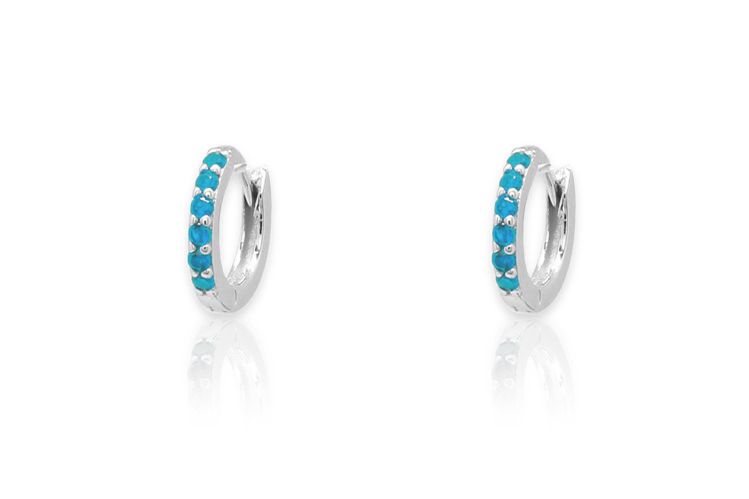 Reddy Turquoise Silver Hoop Earrings - Boho Betty