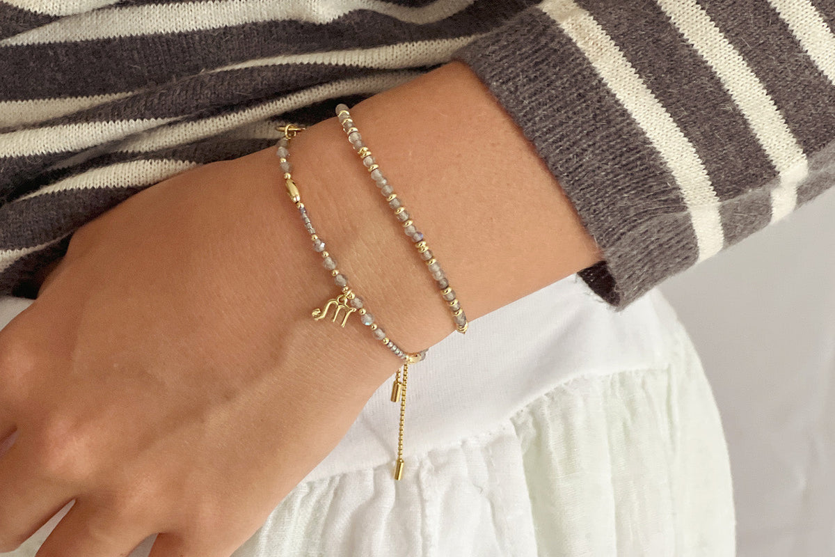 Mystical Labradorite Gold Bracelet - Boho Betty