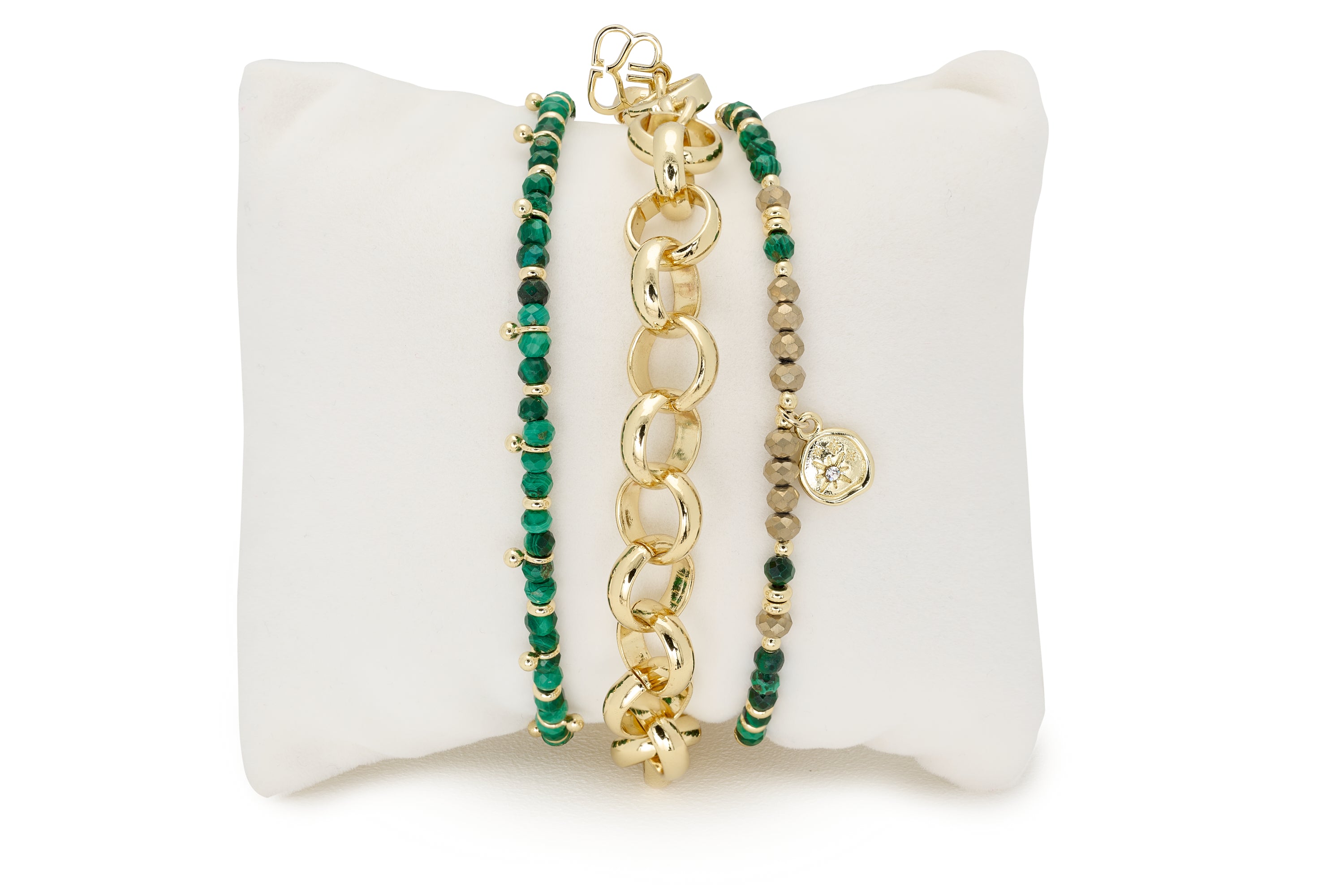 Basil 3 Layer Gemstone Bracelet Stack - Boho Betty