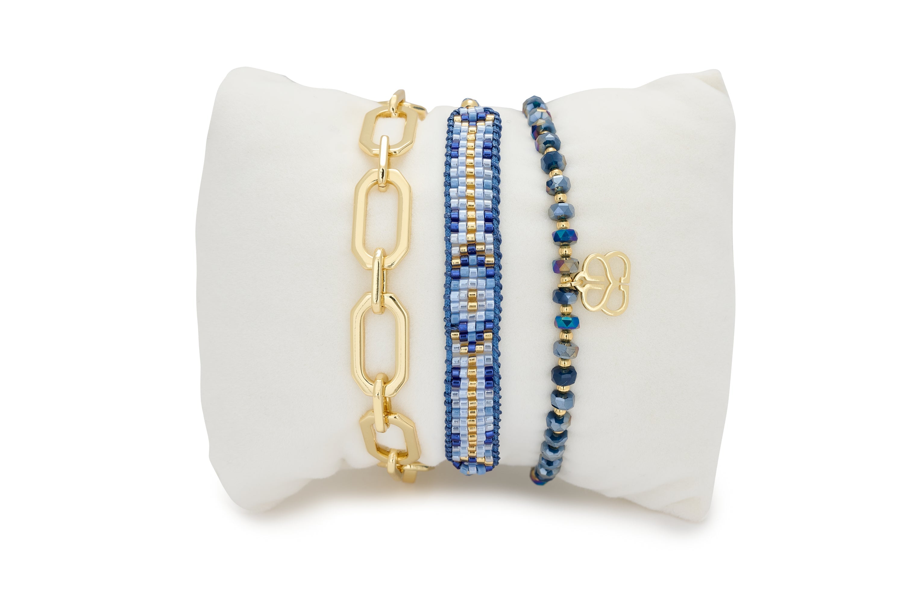 Livia Blue 3 Layer Bracelet Stack