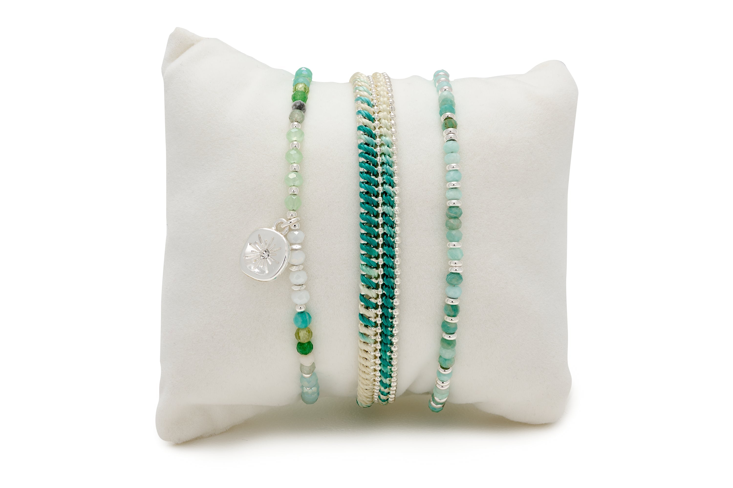 Seabreeze Silver 3 Layer Bracelet Stack - Boho Betty