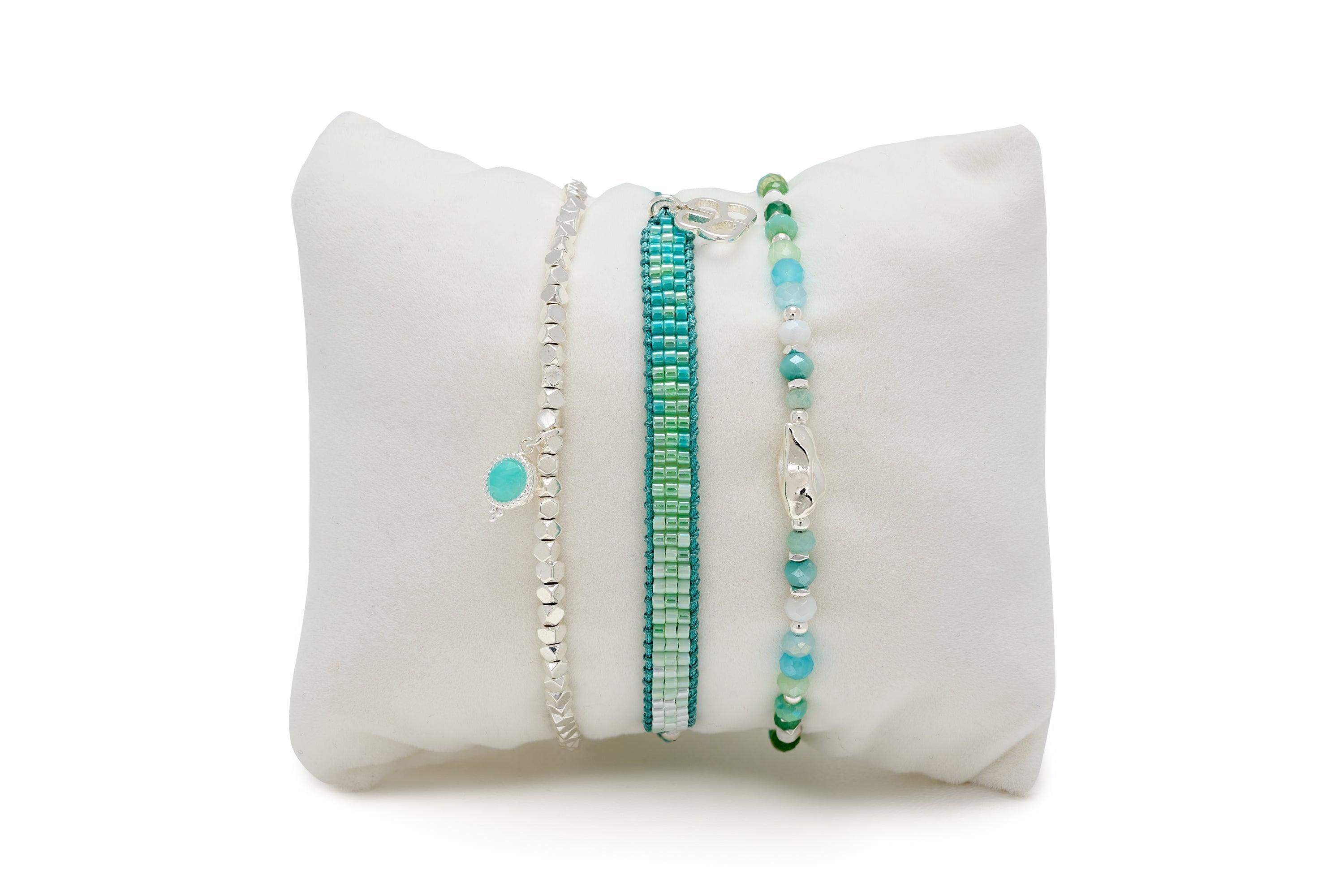 Sea Foam 3 Layer Blue Bracelet Stack - Boho Betty