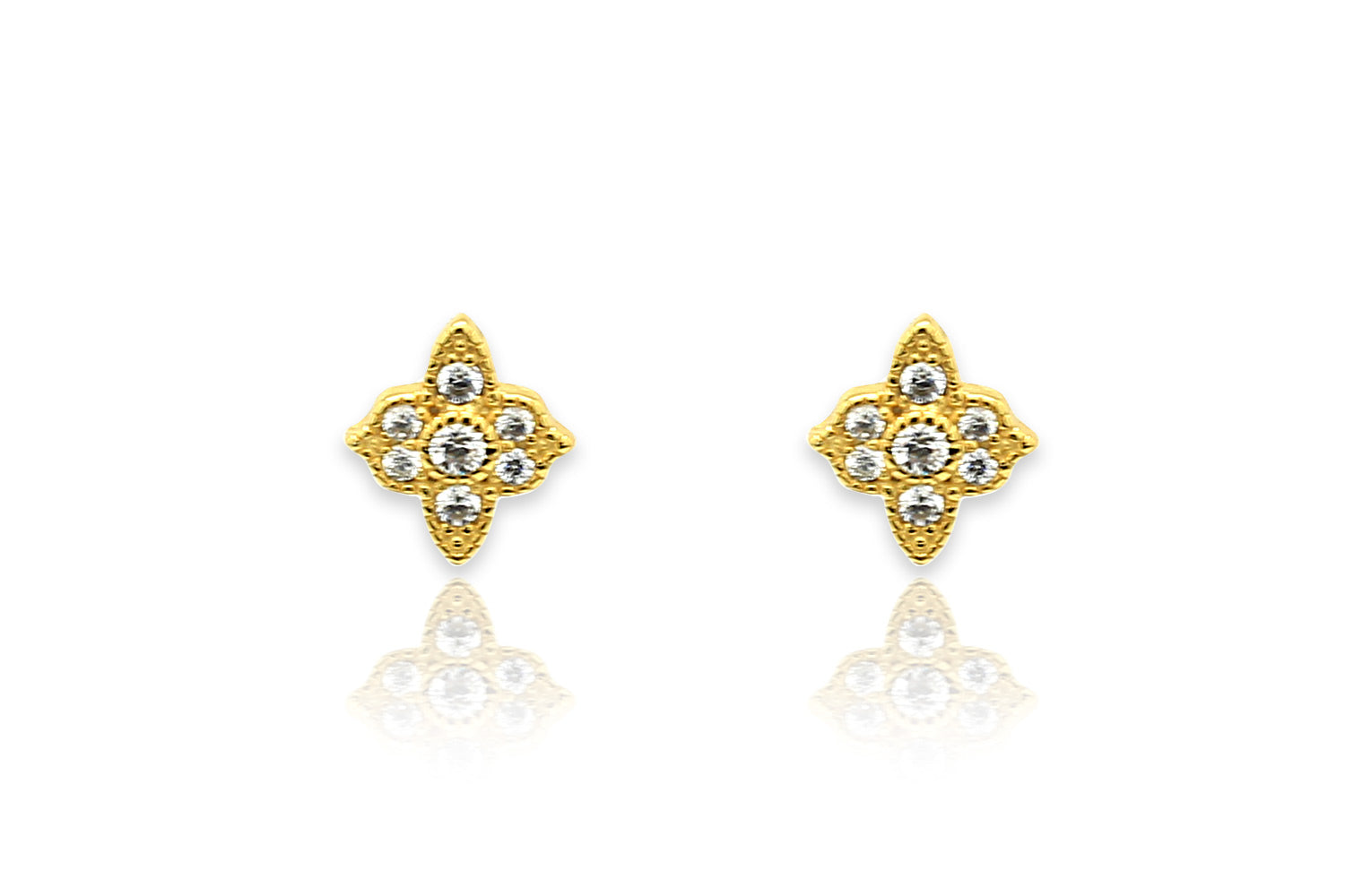 Takia Filigree CZ Gold Stud Earrings - Boho Betty