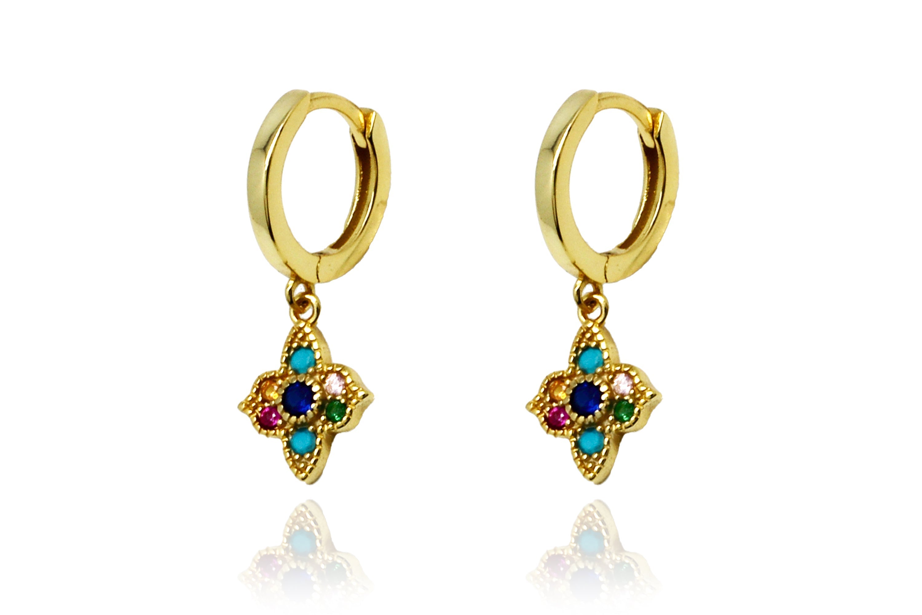 Theron Multi CZ Gold Hoop Earrings - Boho Betty