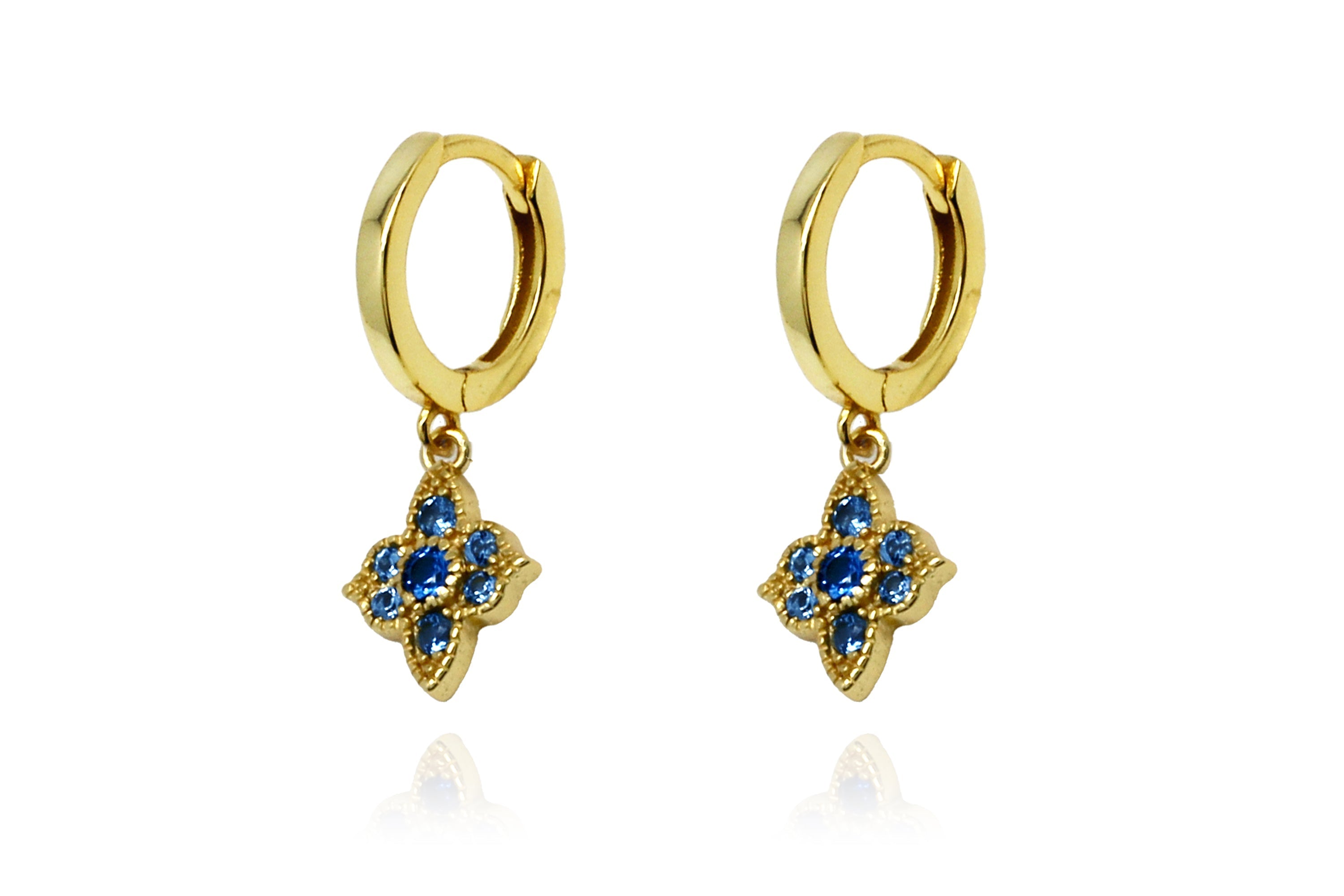 Theron Sky Blue CZ Gold Hoop Earrings - Boho Betty