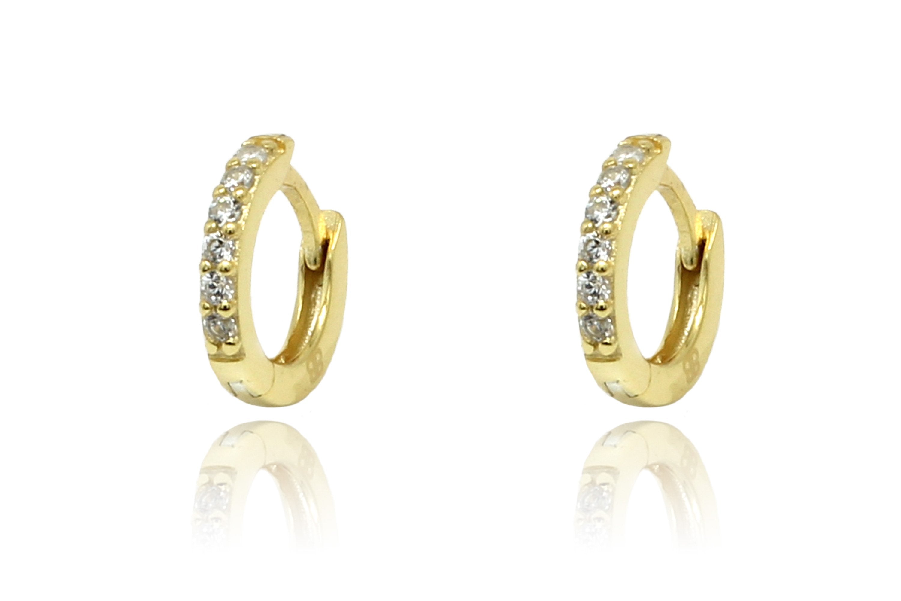 Dorval Gold CZ Hoop Huggie Earrings