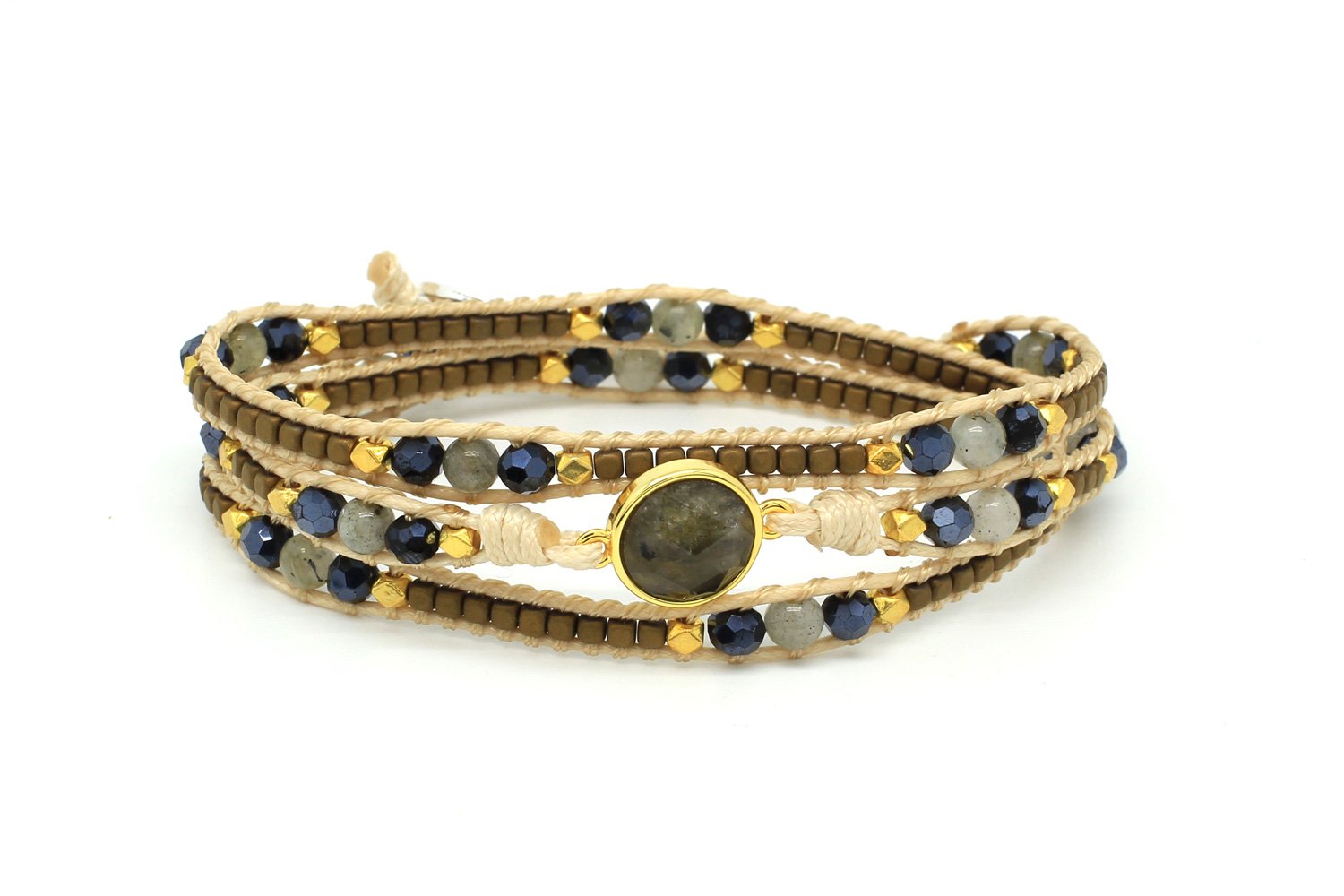 America Labradorite & Semi Precious Stone Wrap Bracelet - Boho Betty USA