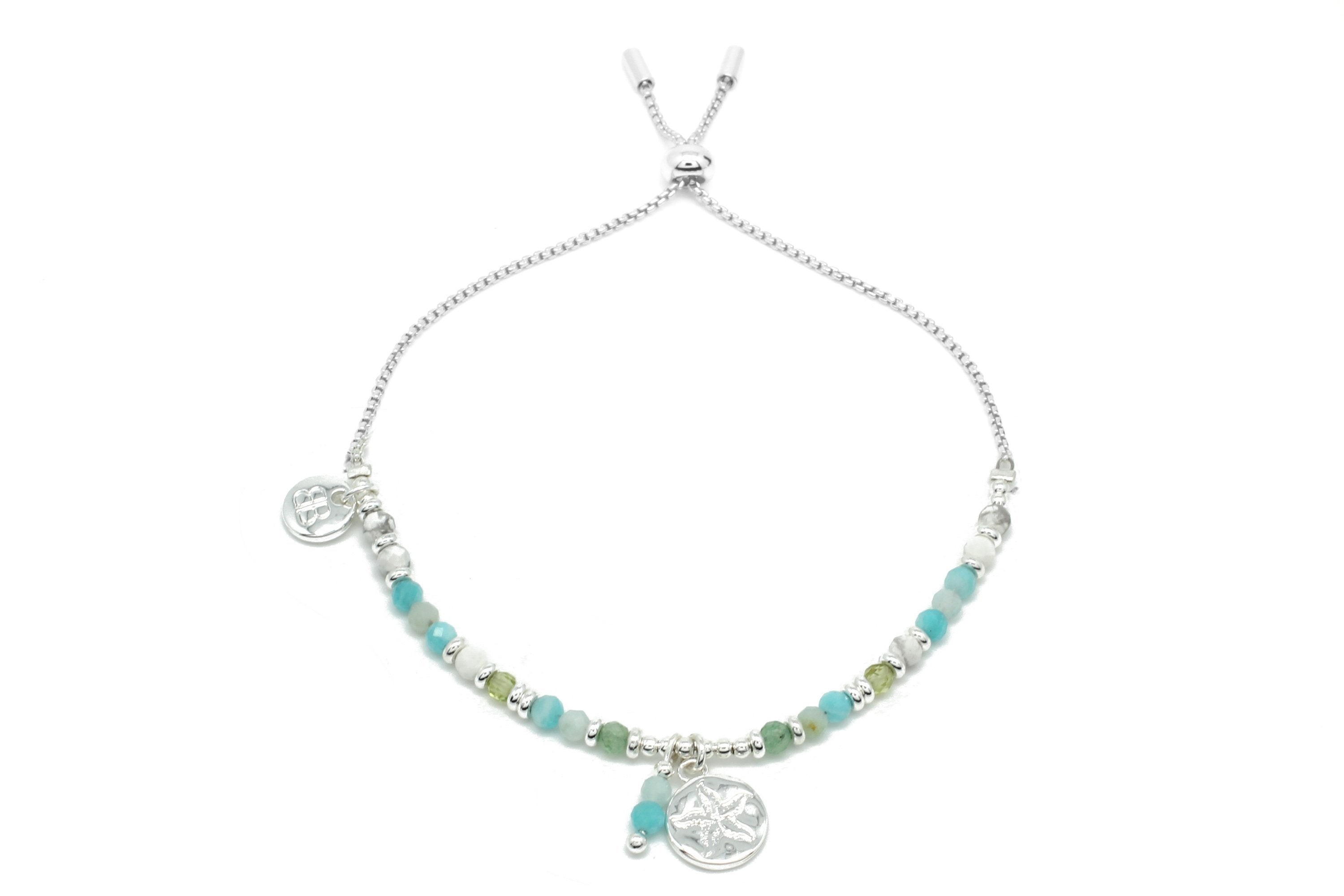 Amrum Aqua & Silver Charm Bracelet - Boho Betty