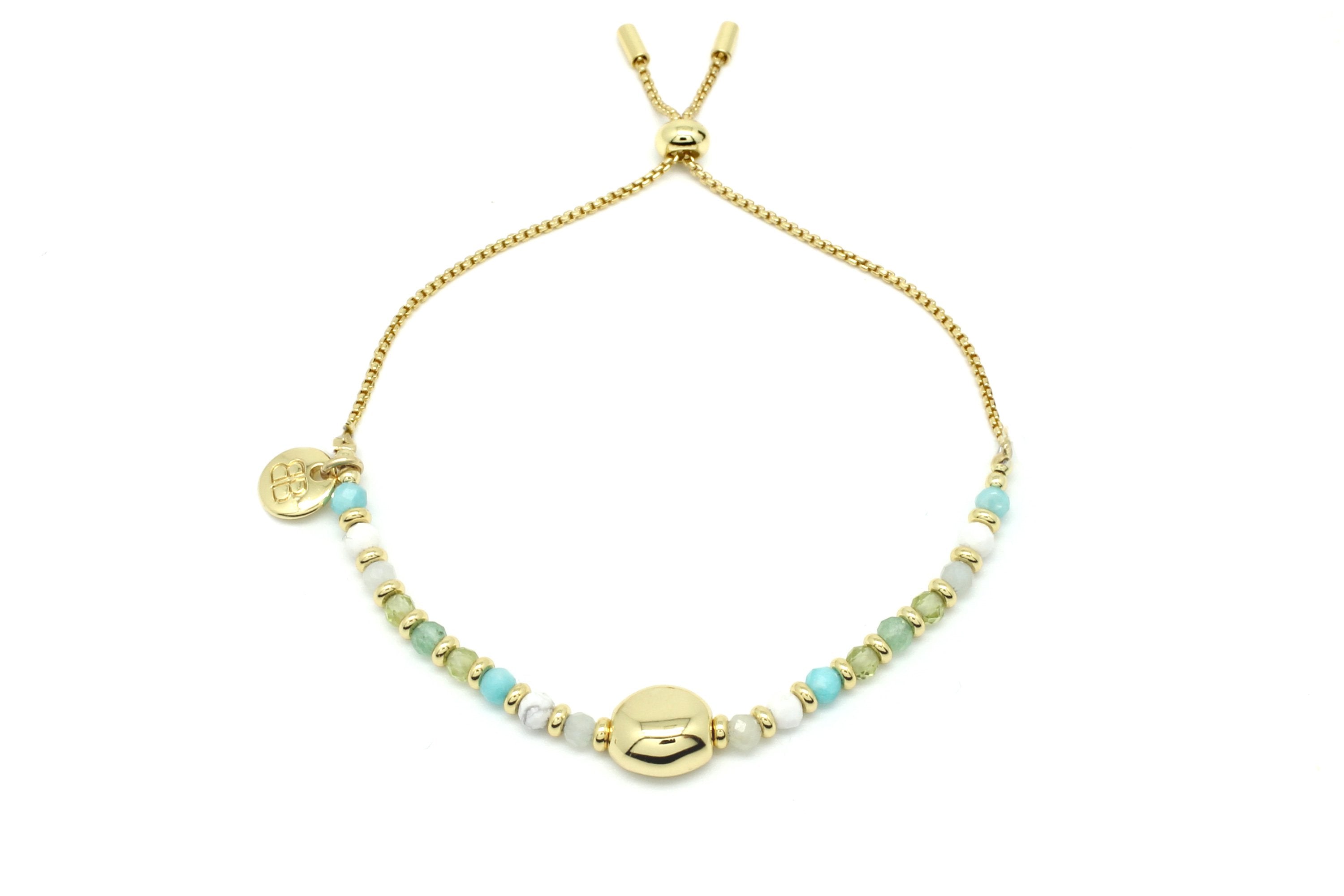 Kribi Aqua & Gold Pebble Bracelet - Boho Betty