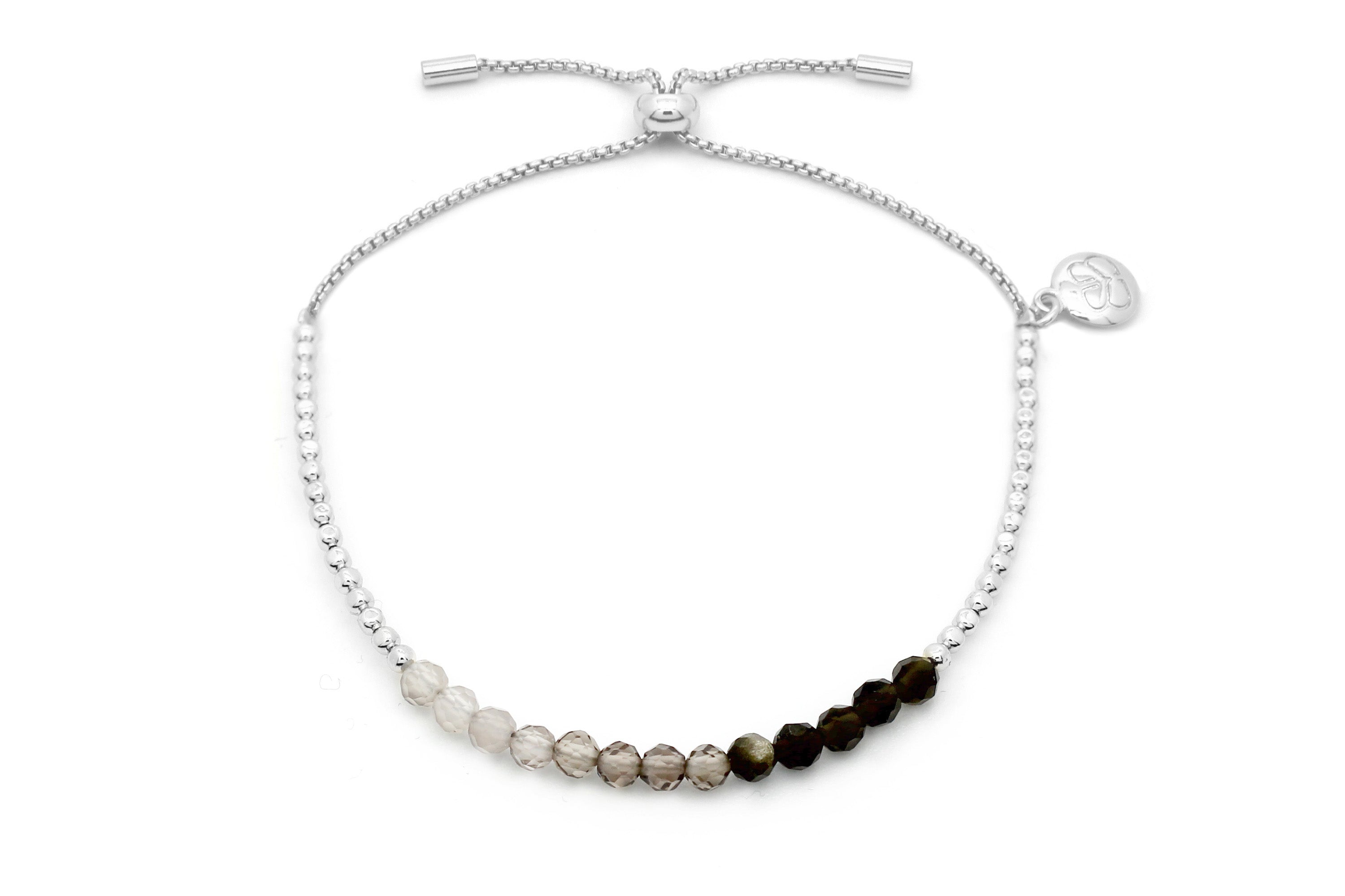 Tranquill Ombre Smokey Quartz Silver Bracelet - Boho Betty