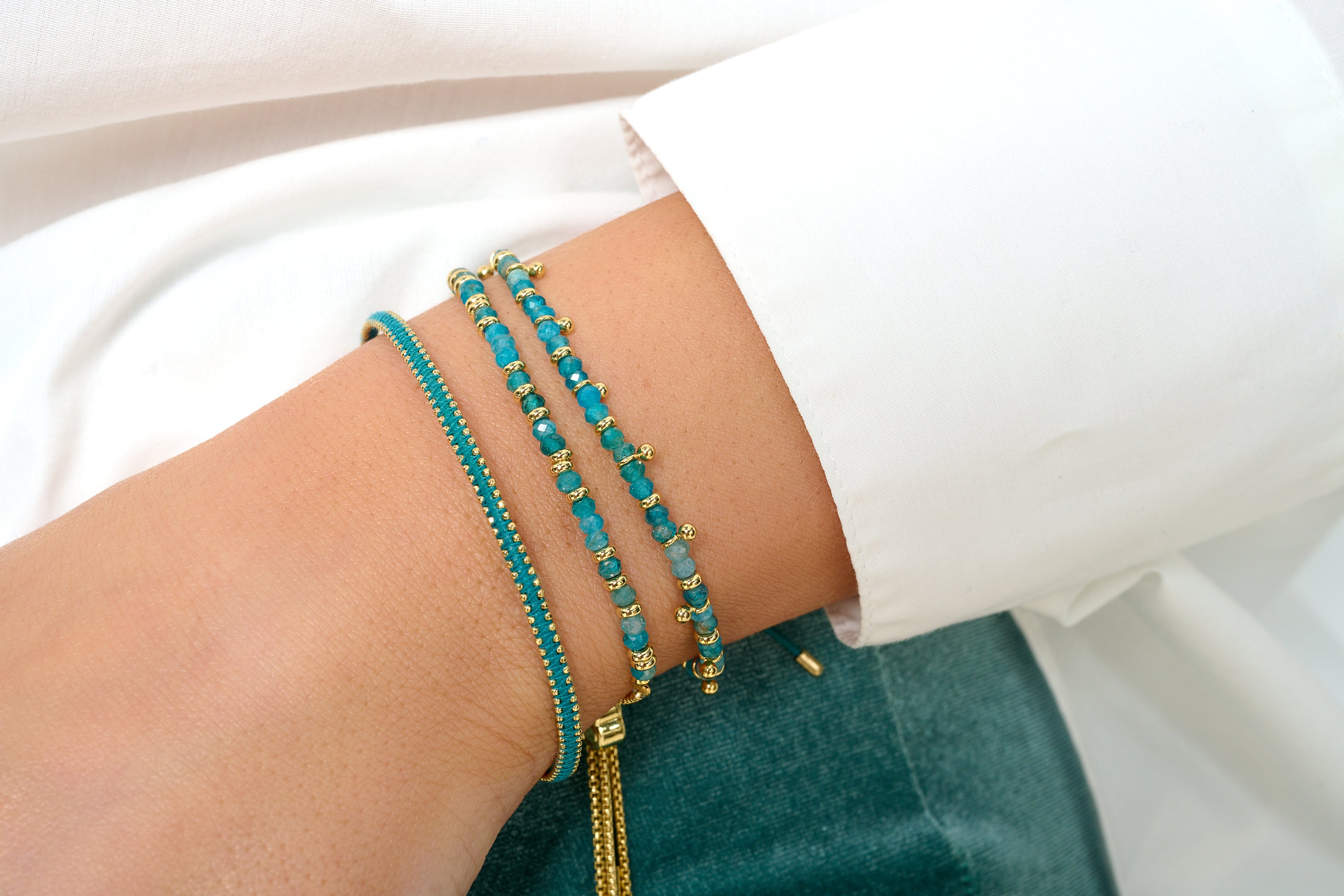 Mystical Apatite Silver Bracelet - Boho Betty