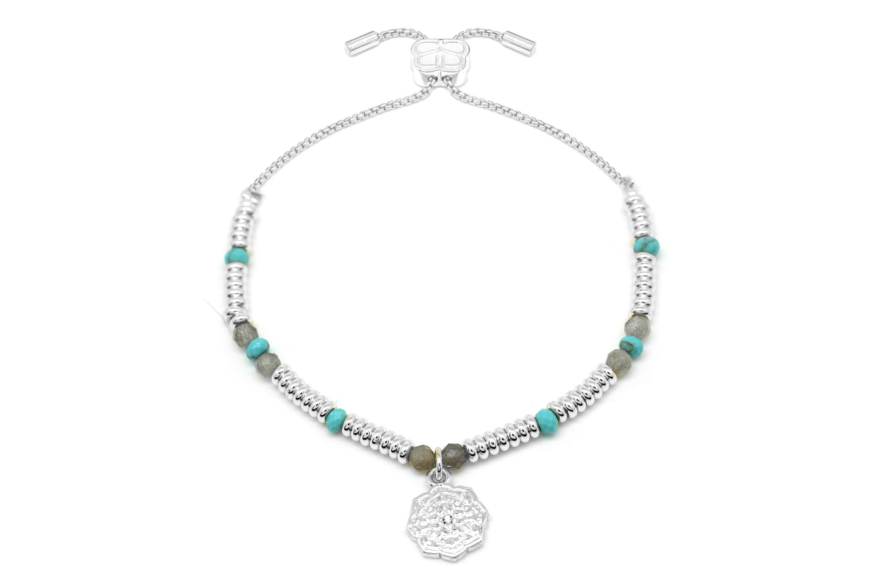 Bolus Turquoise, Labradorite & Silver Signature Charm Bracelet - Boho Betty