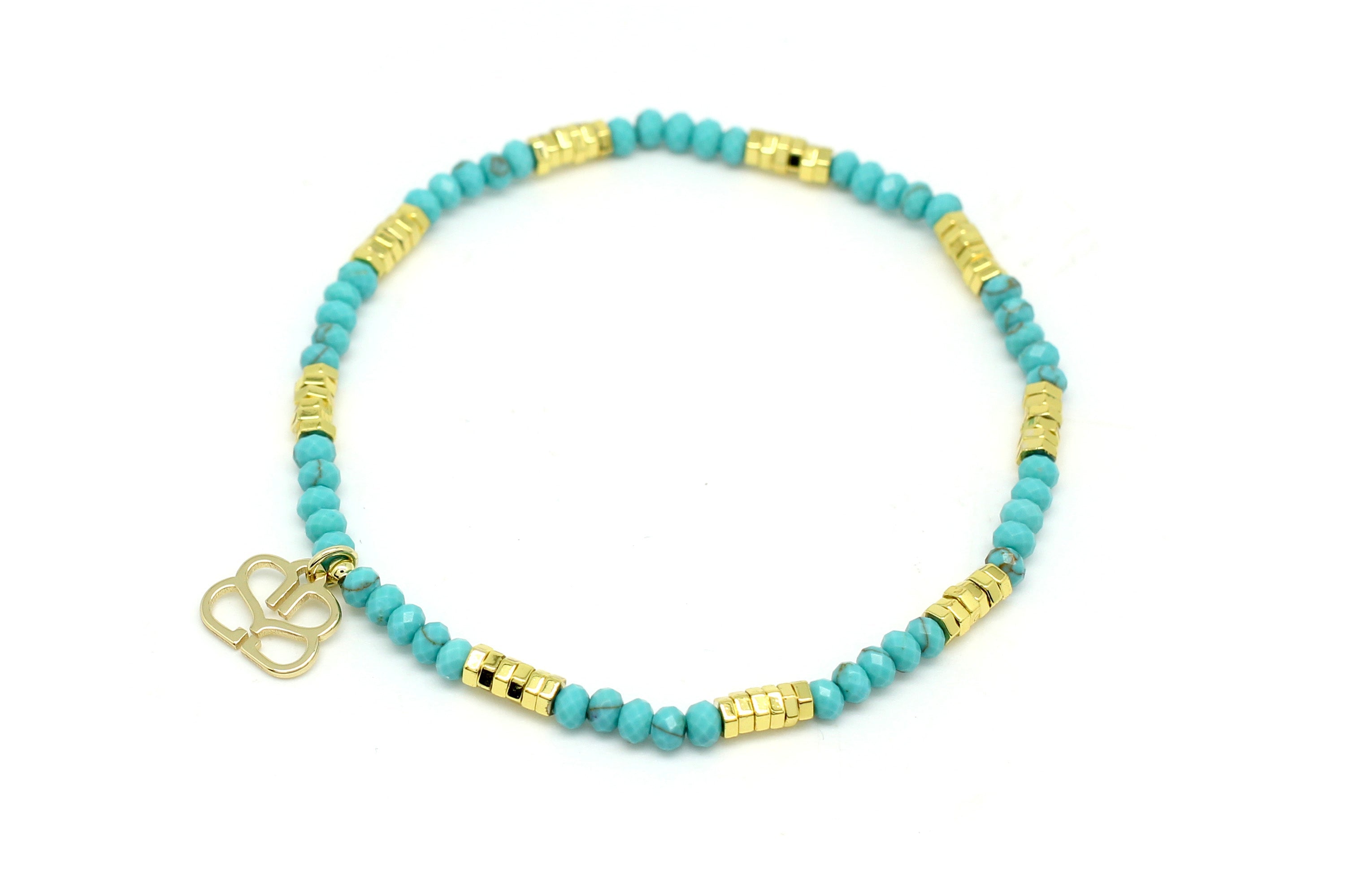 Cerulean Turquoise Gold Stretch Bracelet