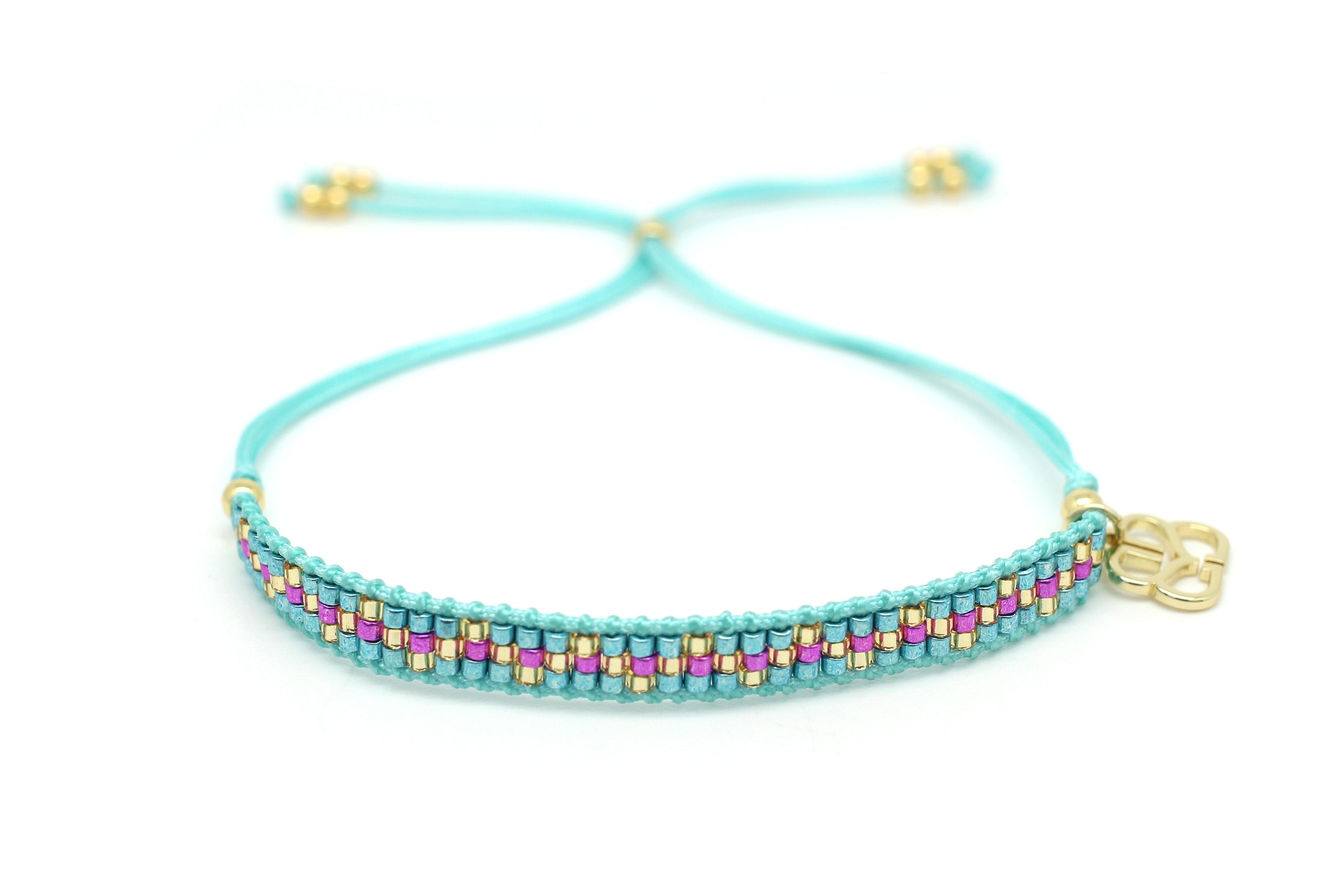 Crus Turquoise & Hot Pink Beaded Friendship Bracelet