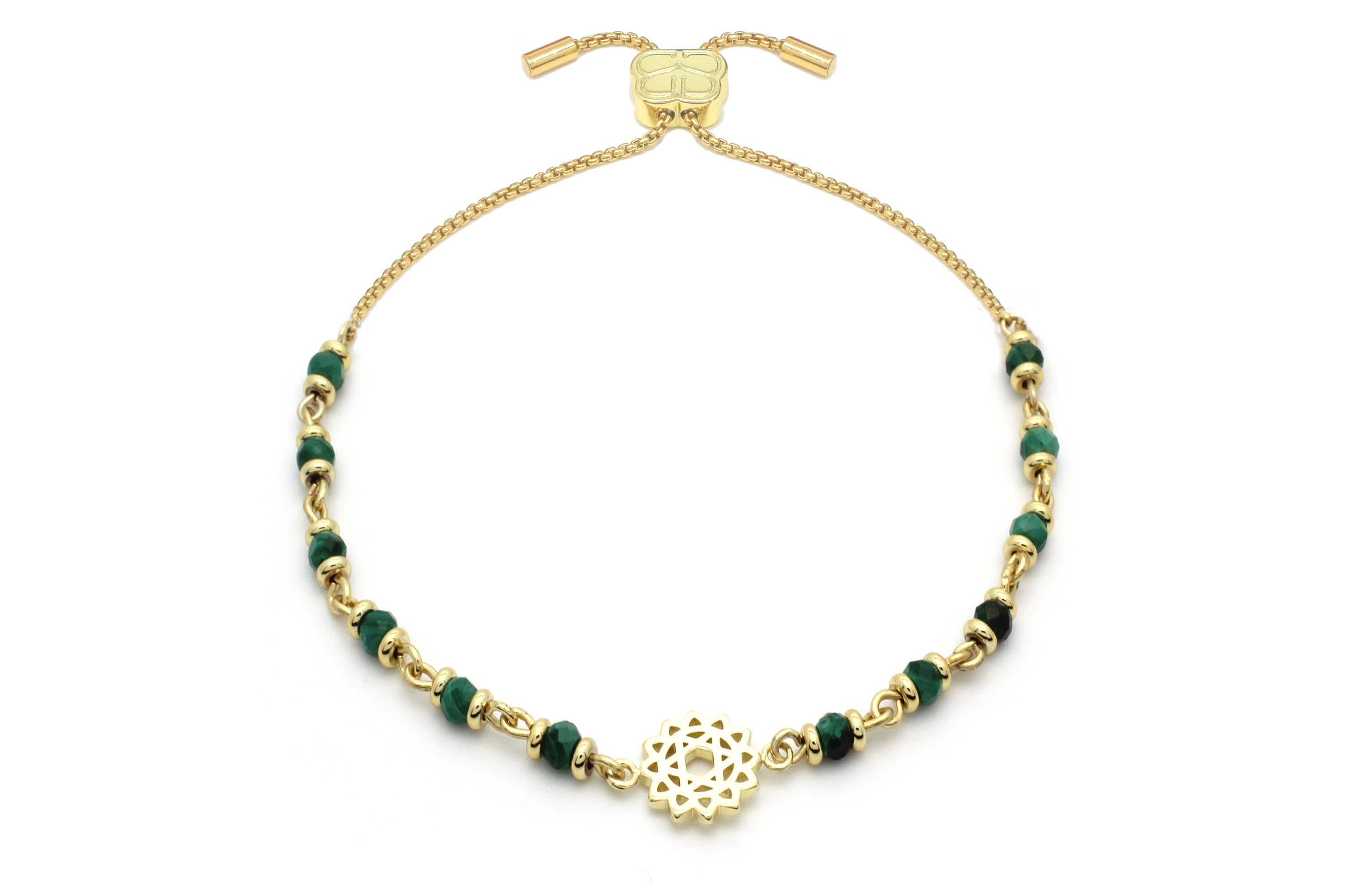 Heart Chakra Gemstone Bracelet Gold - Boho Betty