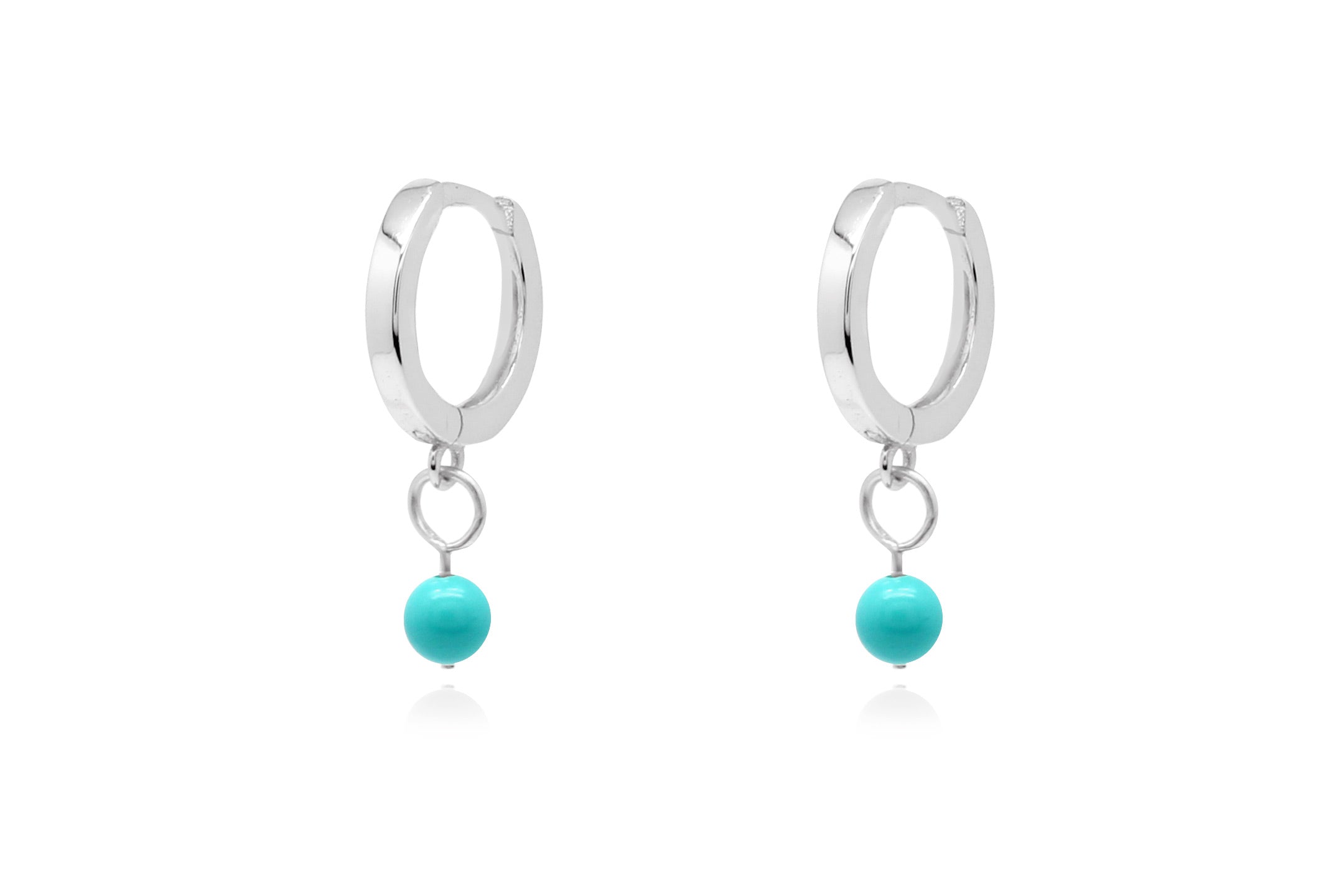 Samms Blue Bead Charm Silver Hoop Earrings - Boho Betty