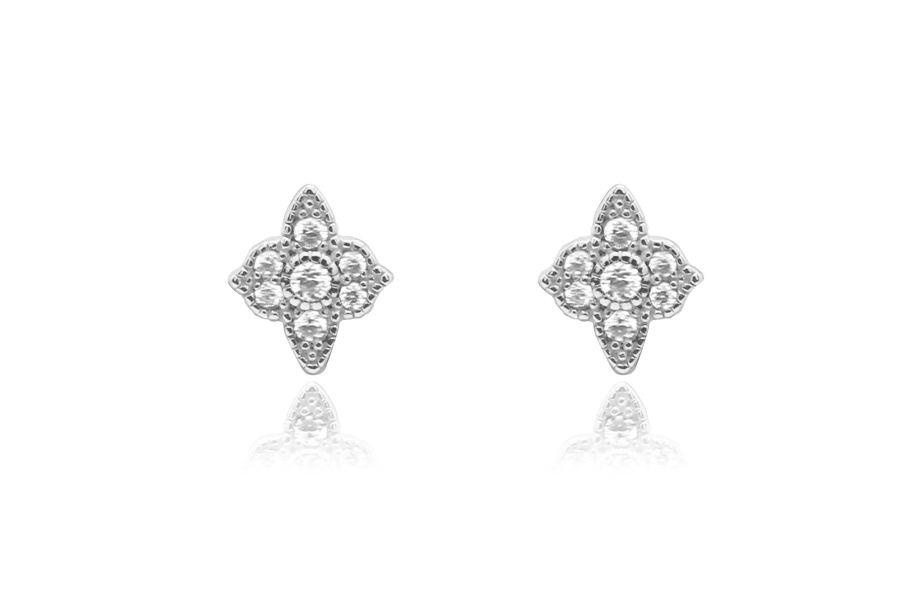 Takia Filigree CZ Silver Stud Earrings - Boho Betty