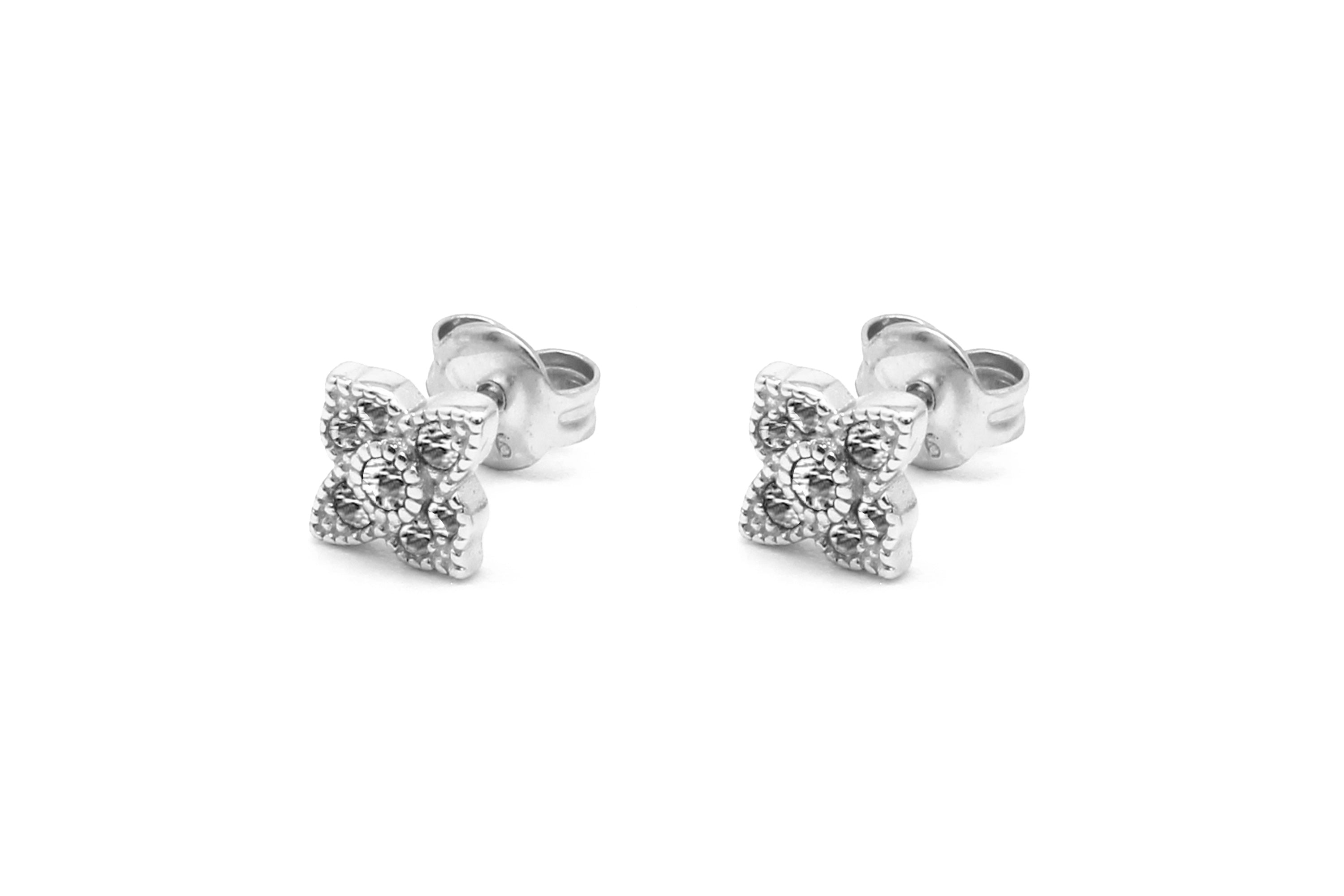 Takia Filigree CZ Silver Stud Earrings - Boho Betty