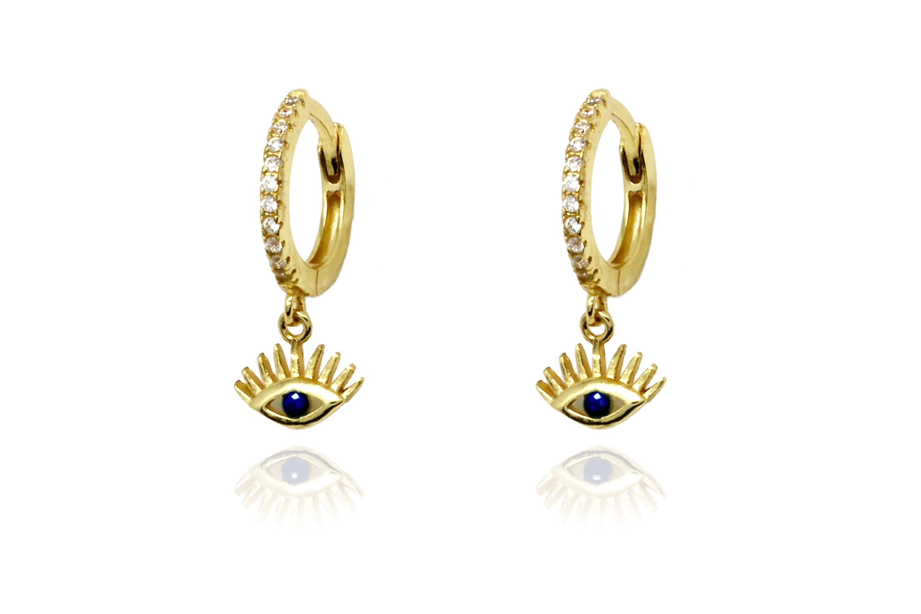 Effy Evil Eye Hoop Gold Sapphire CZ - Boho Betty