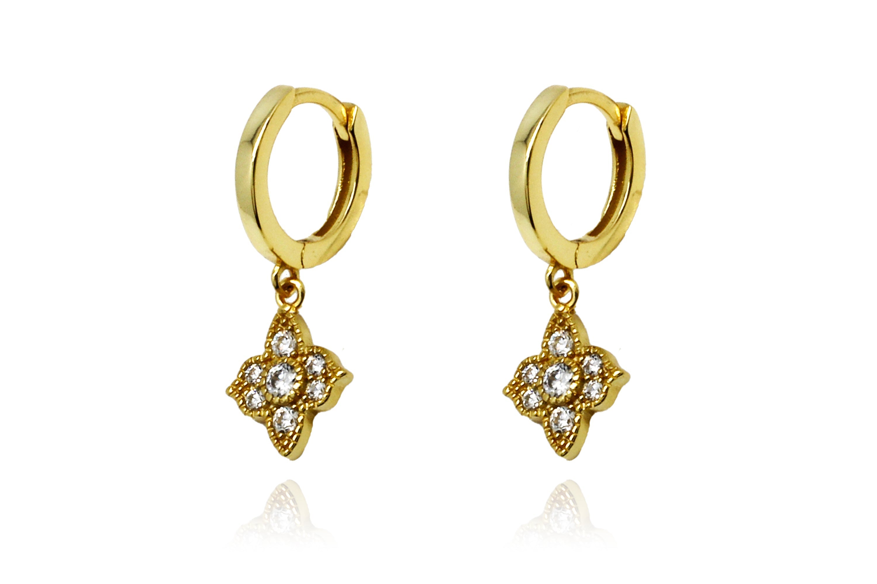 Theron Clear CZ Gold Hoop Earrings - Boho Betty