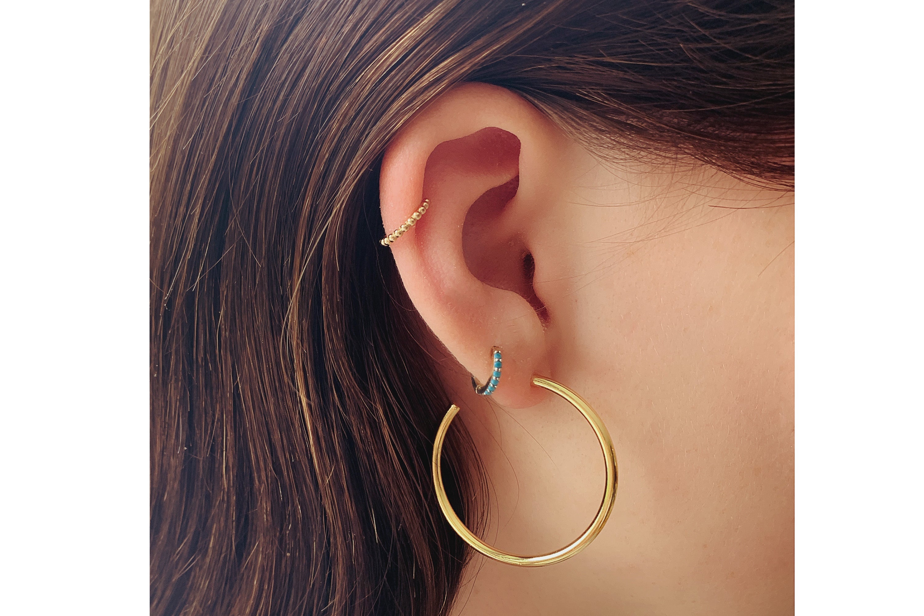 Reddy Turquoise Gold Huggie Earrings - Boho Betty