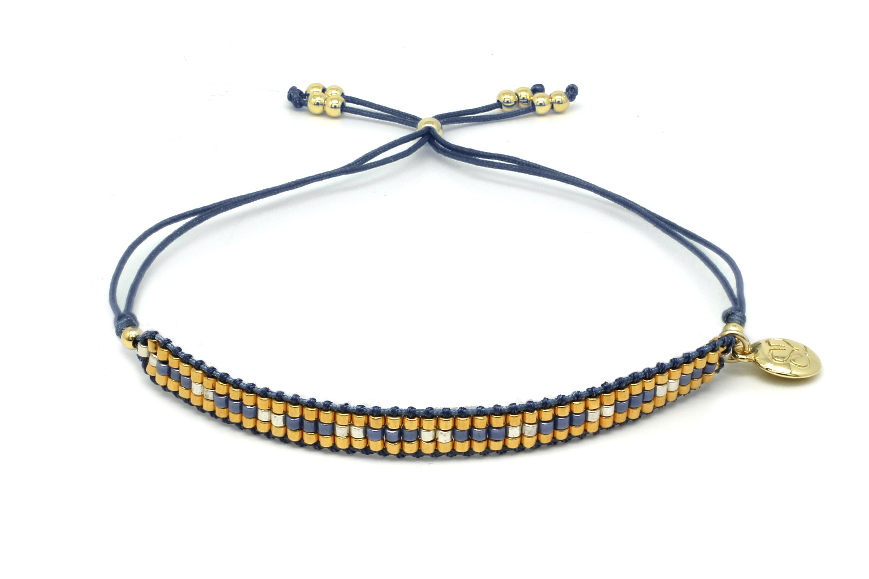 Starshine Denim Beaded Friendship Bracelet - Boho Betty