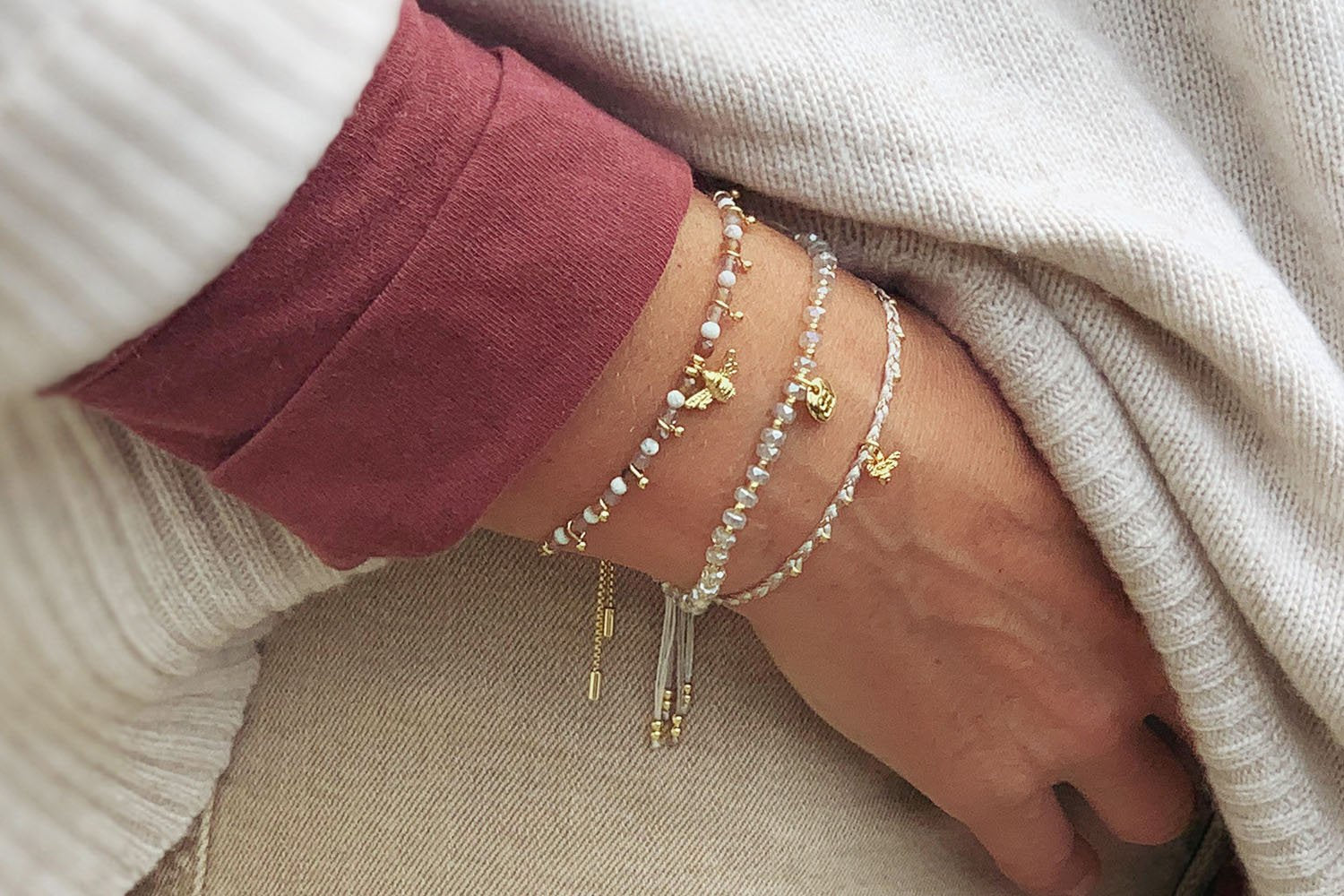 BeeHive 3 Layer Bracelet Stack - Boho Betty