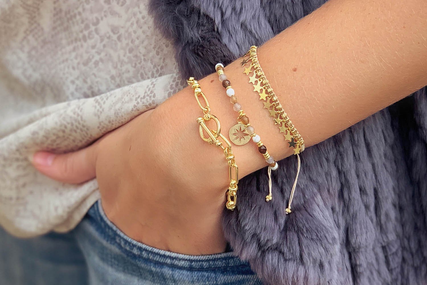Dofida Gold T-Bar Chain Bracelet - Boho Betty