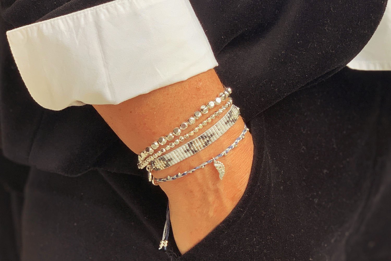 Nash Midnight Blue & Wing Charm Friendship Bracelet - Boho Betty