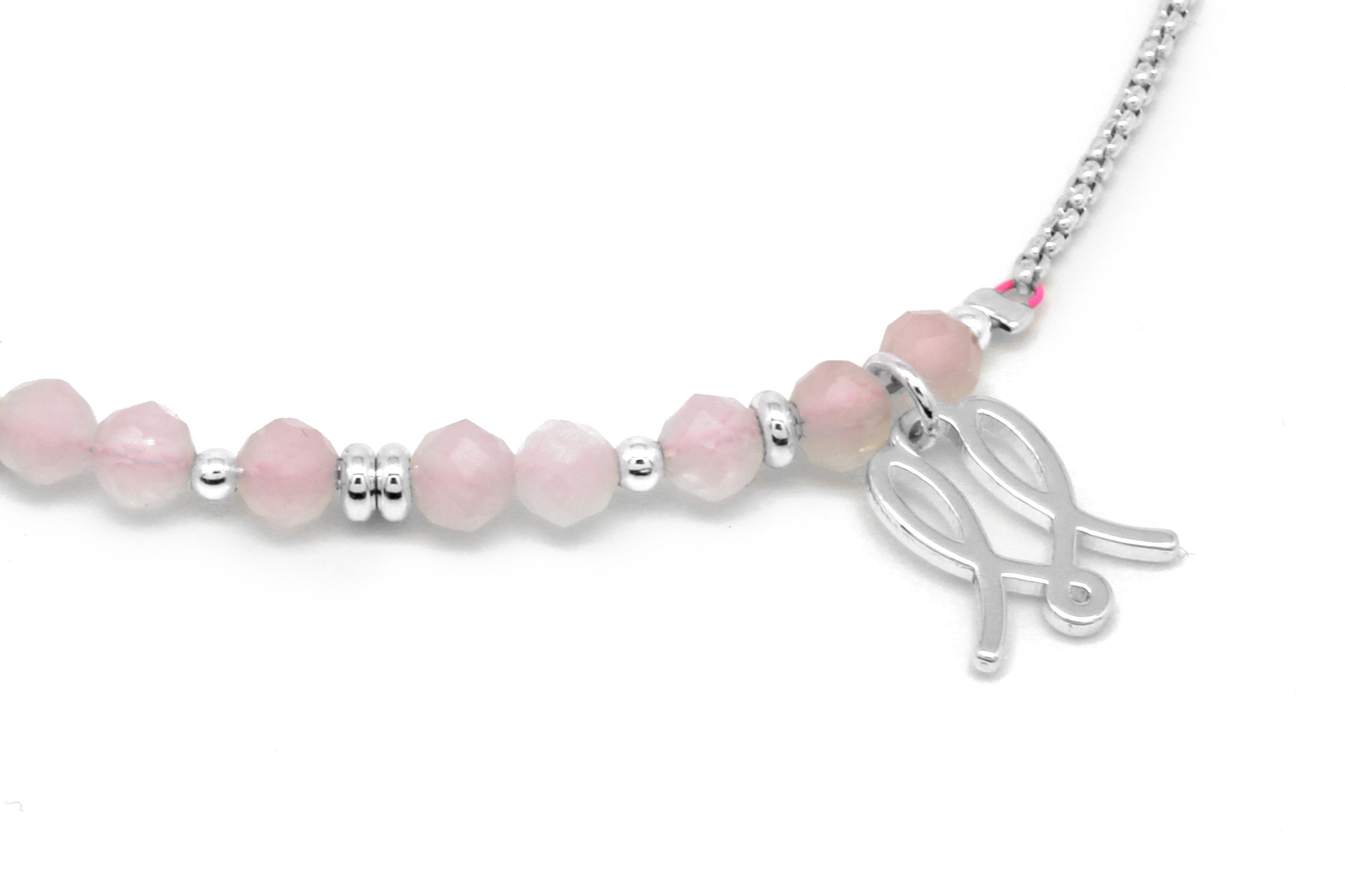 Cherished Rose Quartz Silver Bracelet - Boho Betty