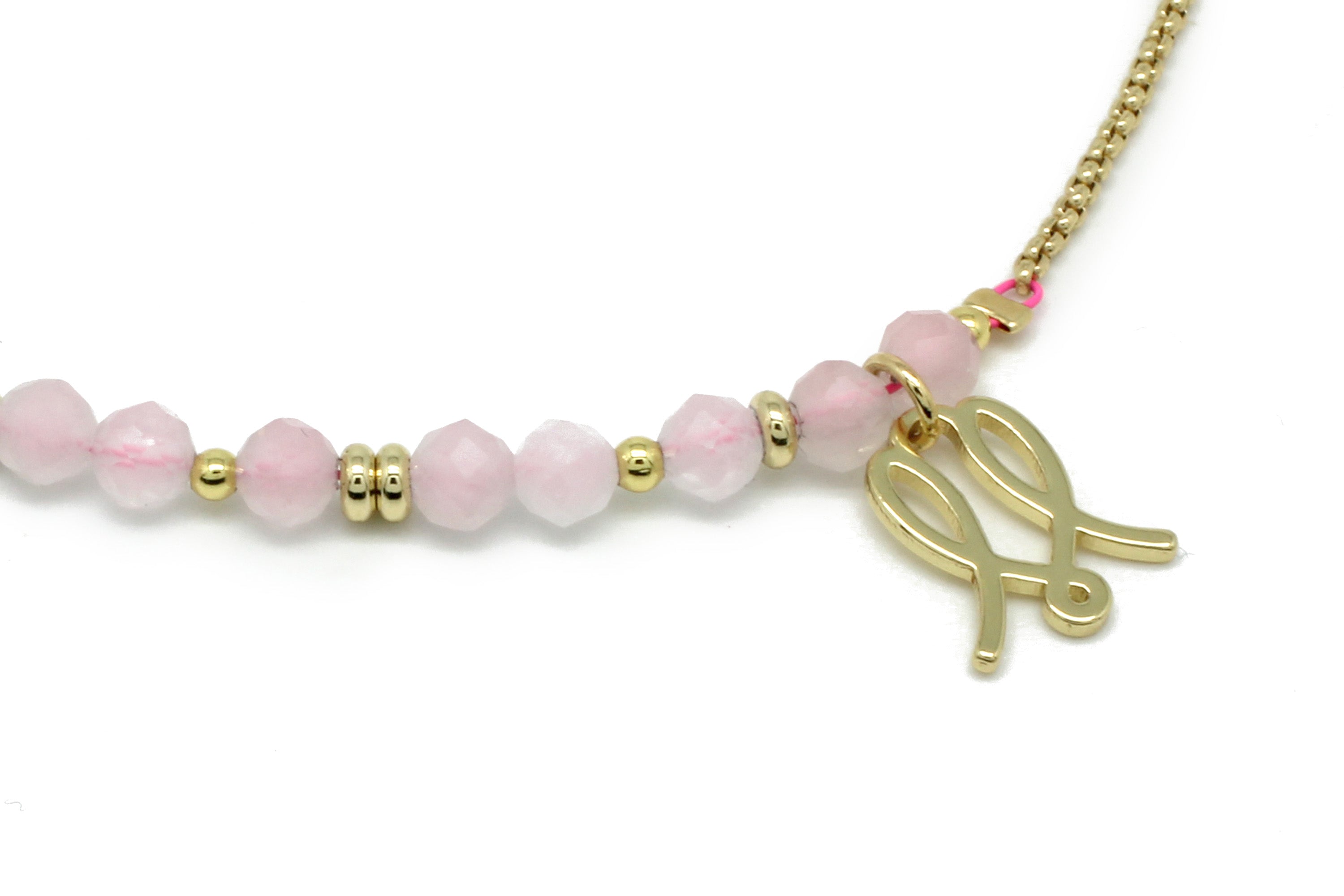 Cherished Rose Quartz Gold Bracelet - Boho Betty