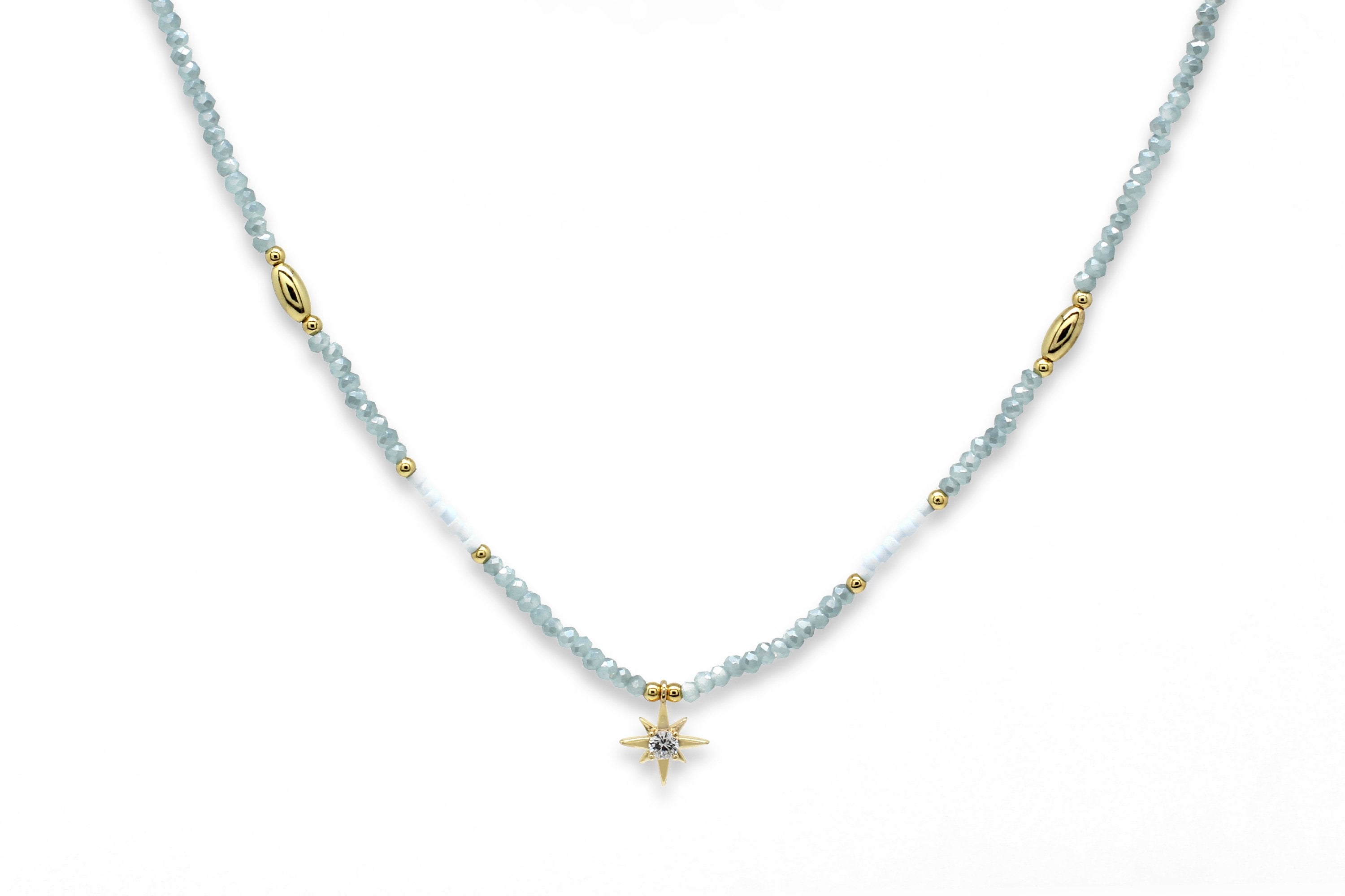 Aditi Silver Beaded Star Necklace - Boho Betty