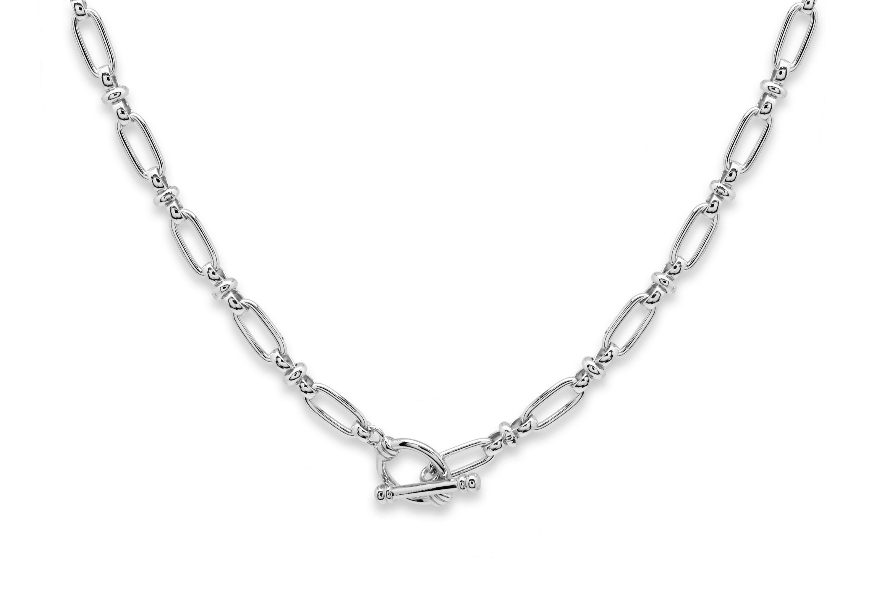 Cetus Silver T-Bar Chain Necklace - Boho Betty