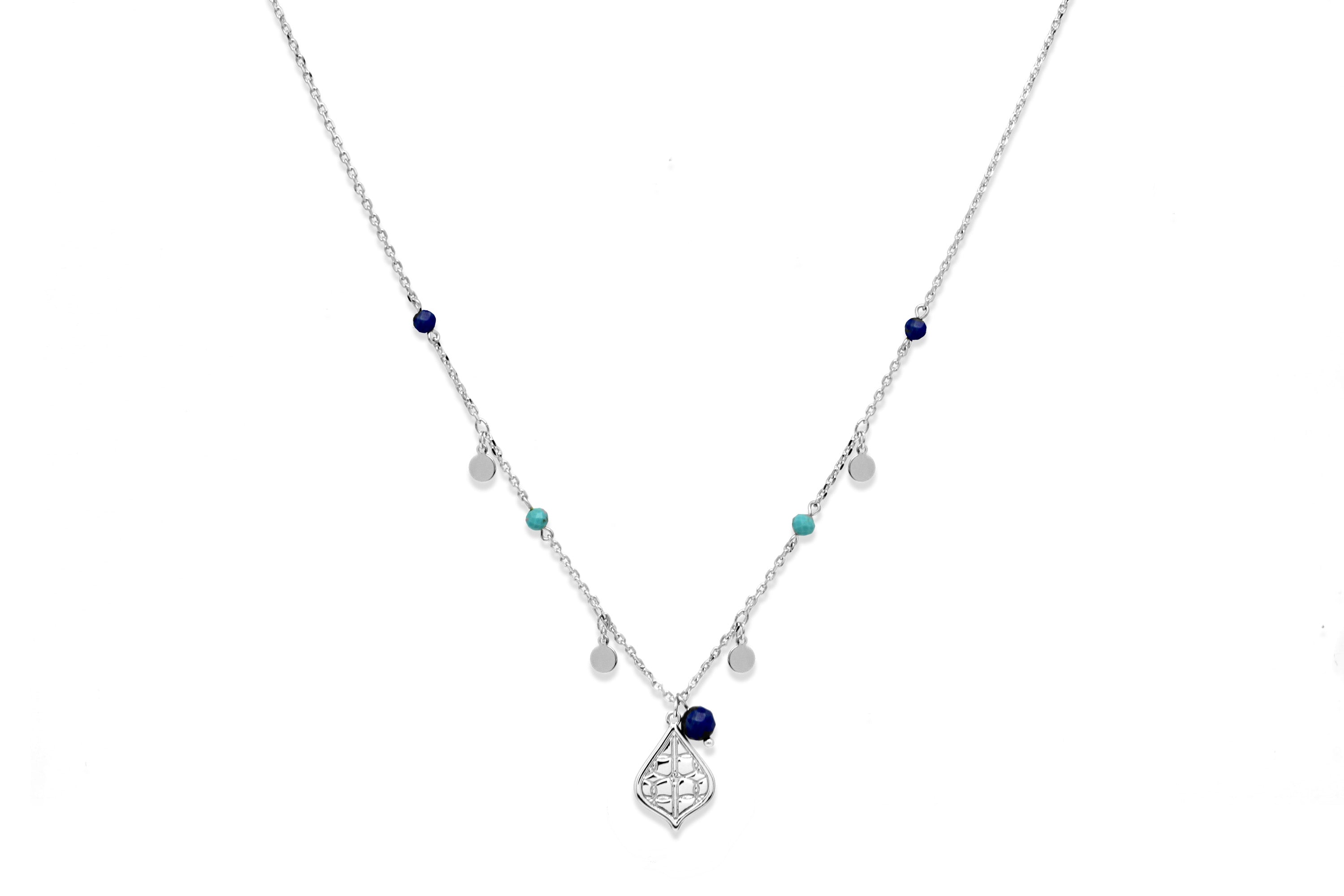 Nott Silver Pendant Multi Charm Necklace - Boho Betty