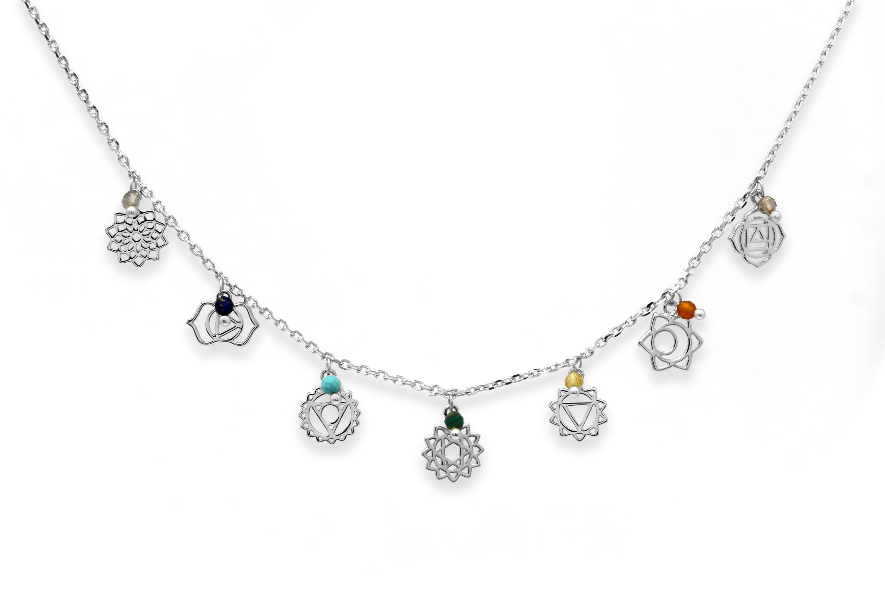 Spirit Silver Chakra Beaded Necklace - Boho Betty