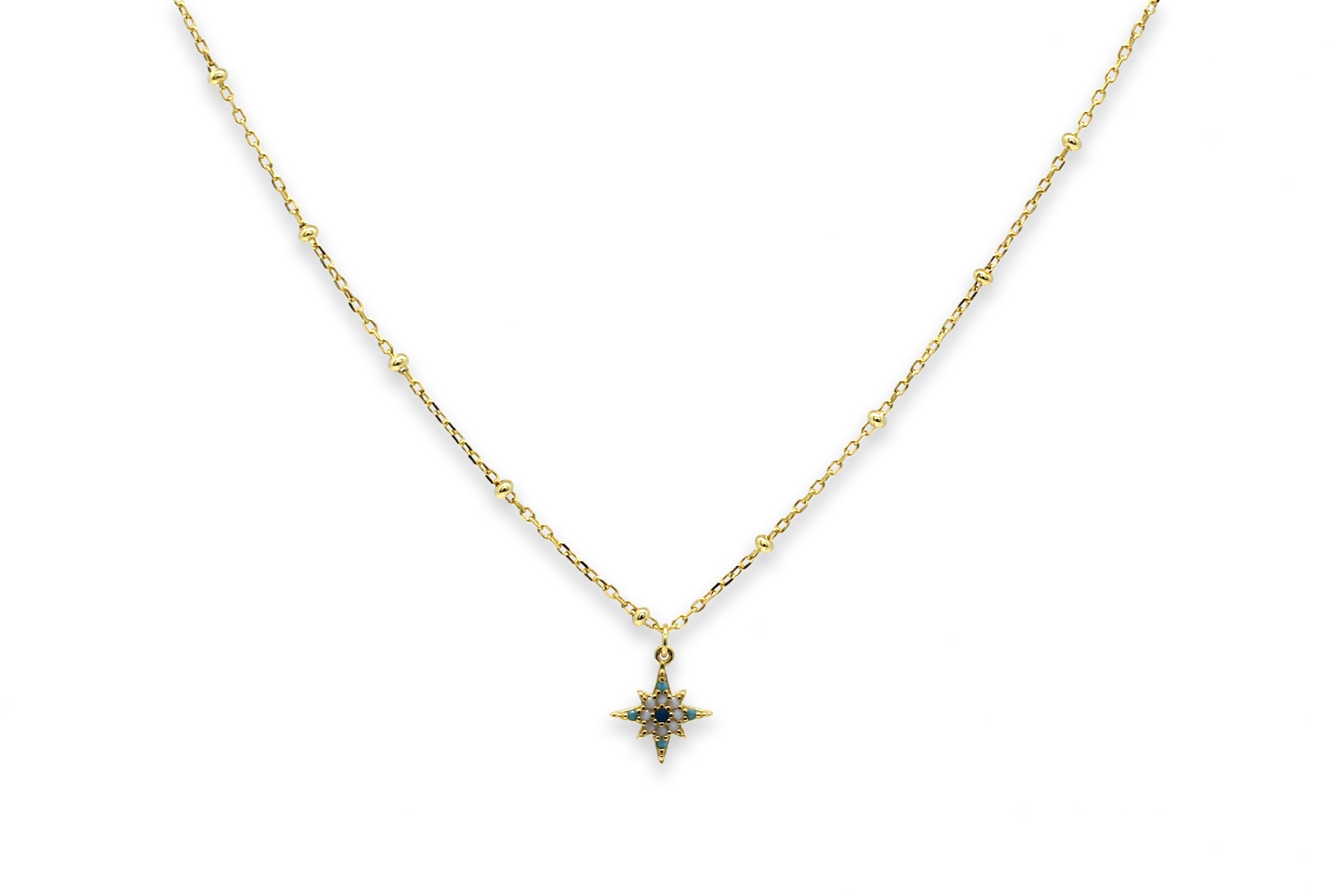 Burgundy Aqua Ombre CZ Gold Star Necklace - Boho Betty