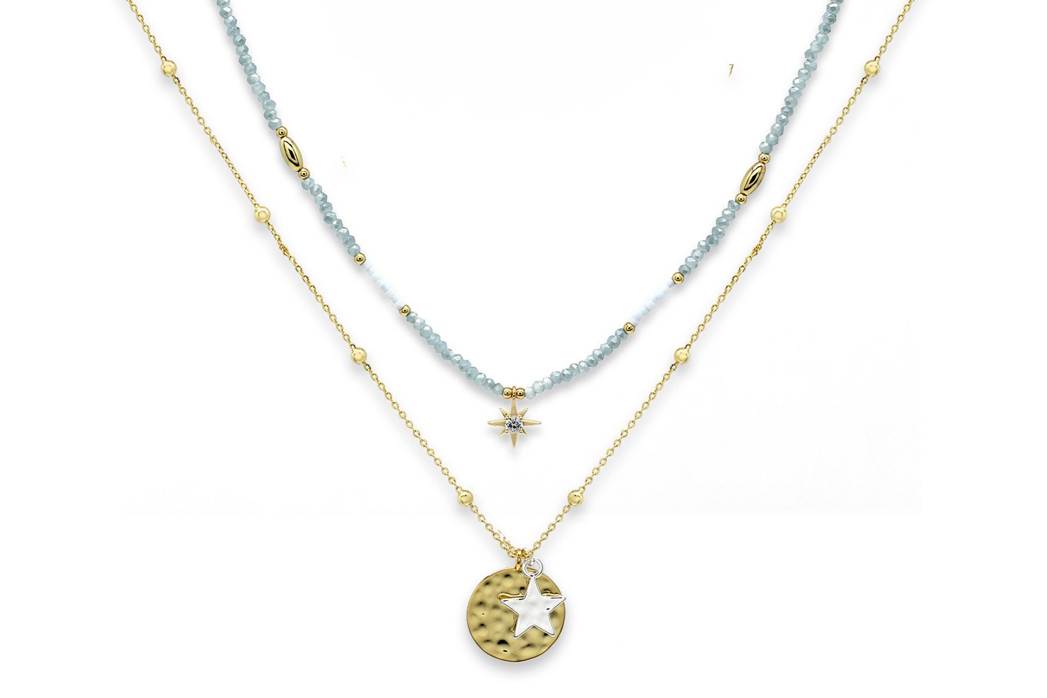 Alruba 2 Layered Beaded Necklace Set - Boho Betty