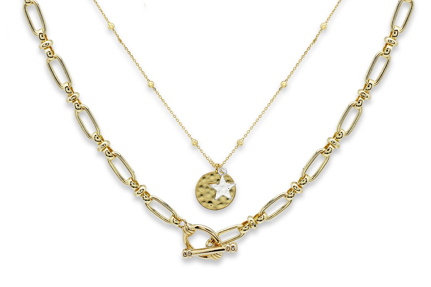Bunda Gold Plated 2 Layered Necklace Set - Boho Betty