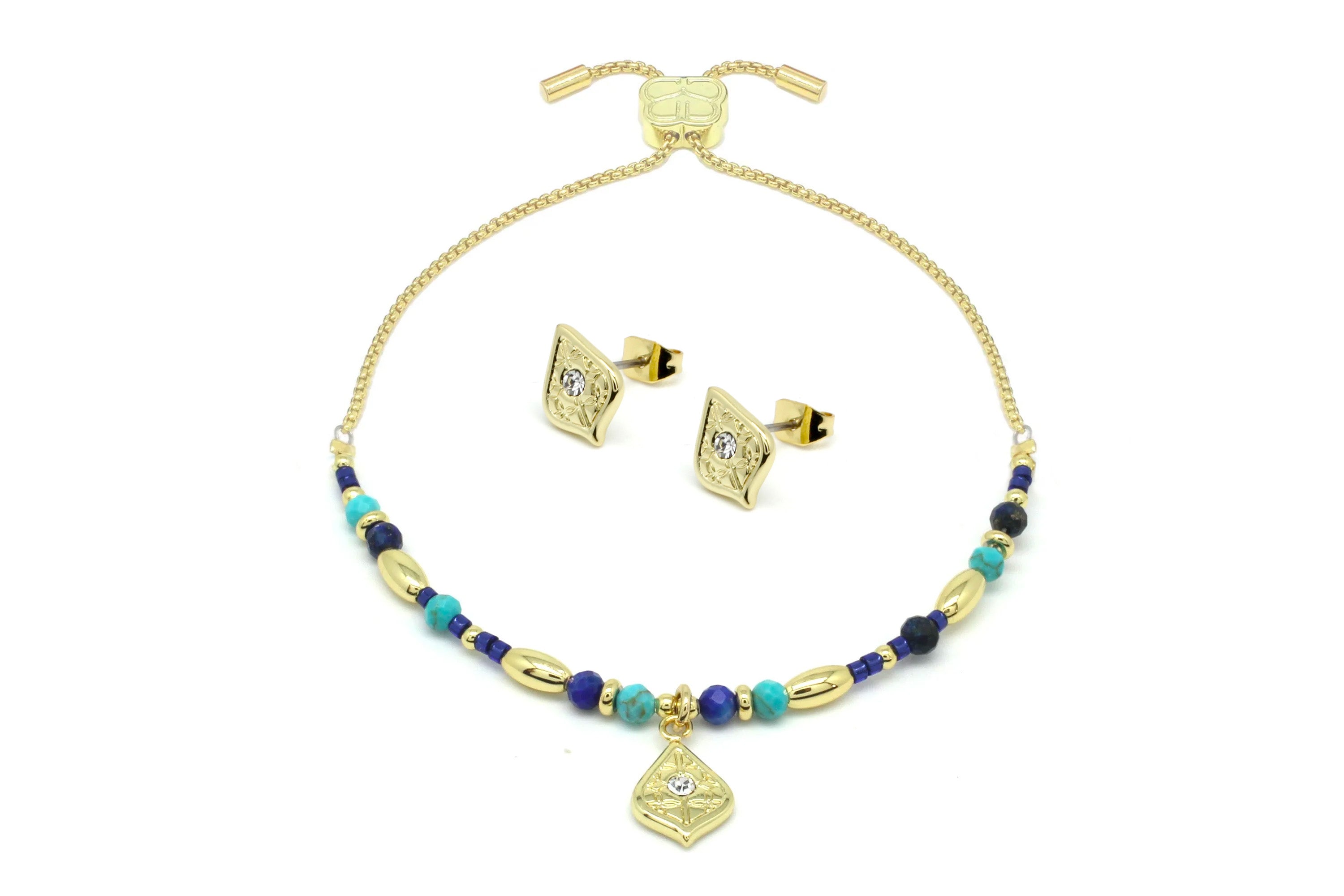 Illume Gemstone Gold Bracelet & Earring Gift Set