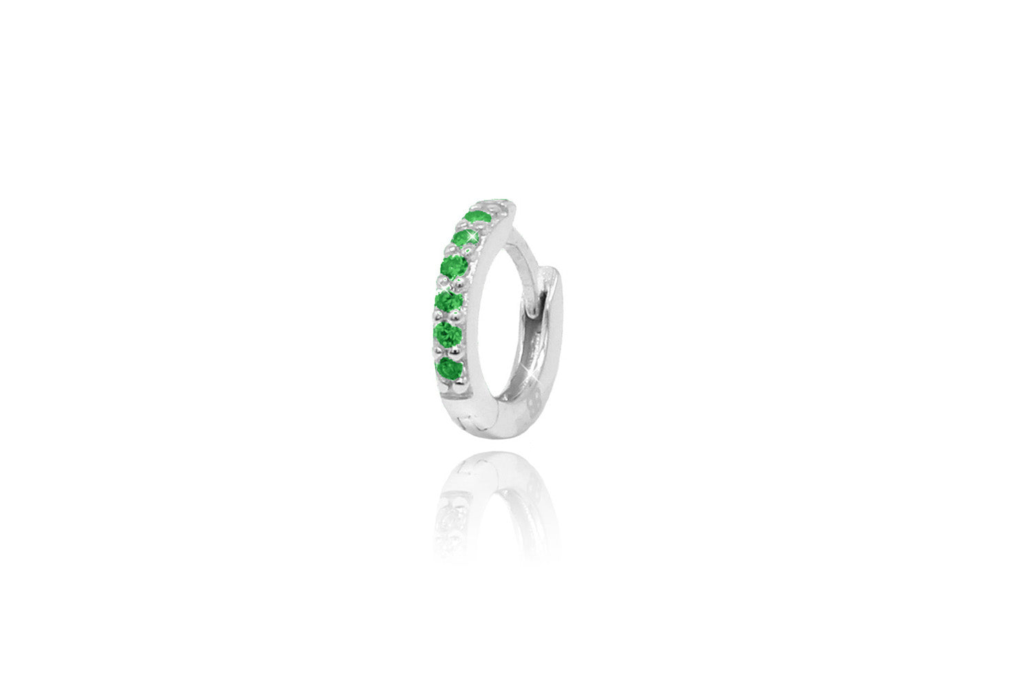 Reddy Emerald Sterling Silver Huggies - Boho Betty